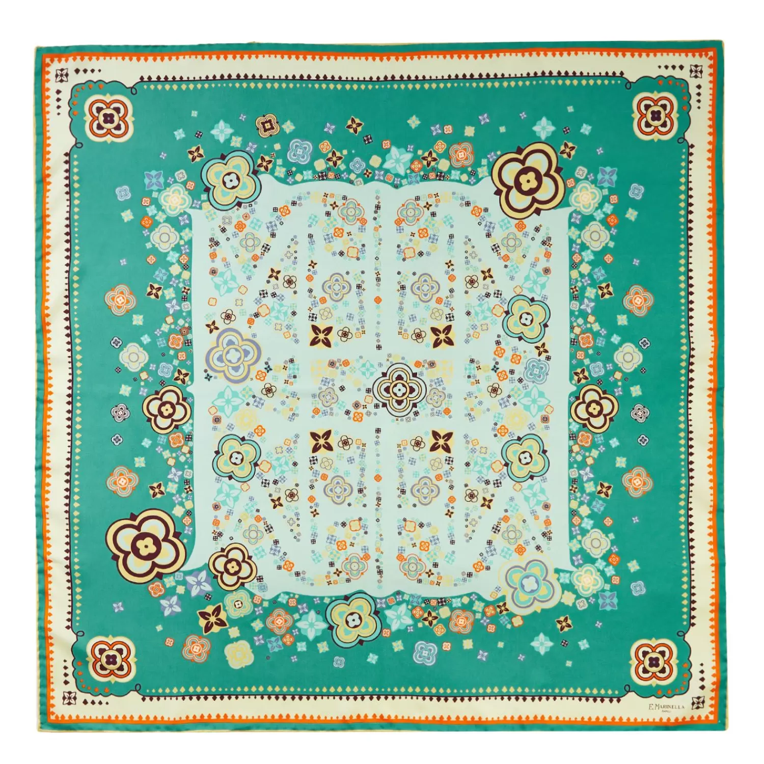 Green Silk Scarf 90 - World Of Archivio Flowers 1961>E.Marinella Fashion