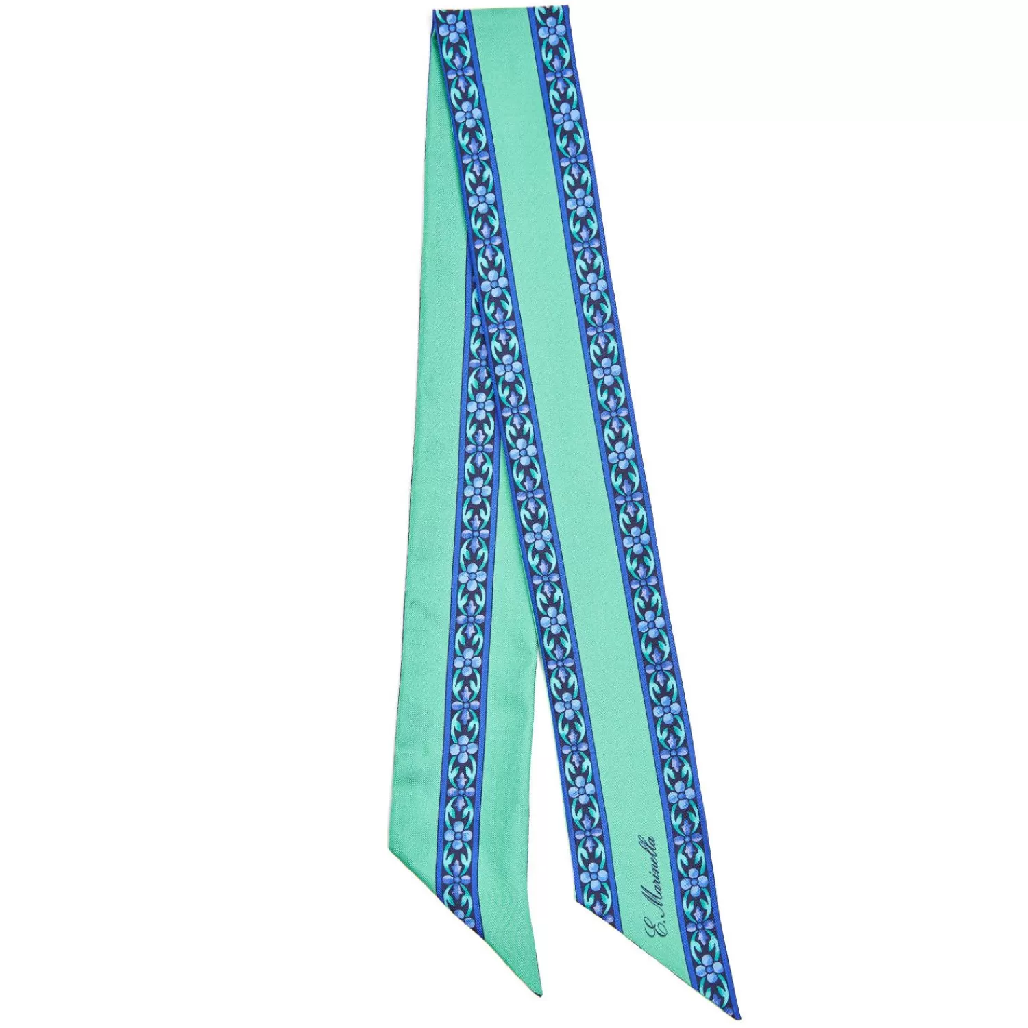 Green Silk Twilly Floral Pattern>E.Marinella Discount