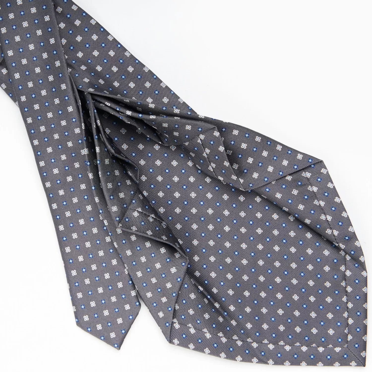 Grey 9 Fold Sartorial Silk Tie Small Flower Pattern>E.Marinella Cheap