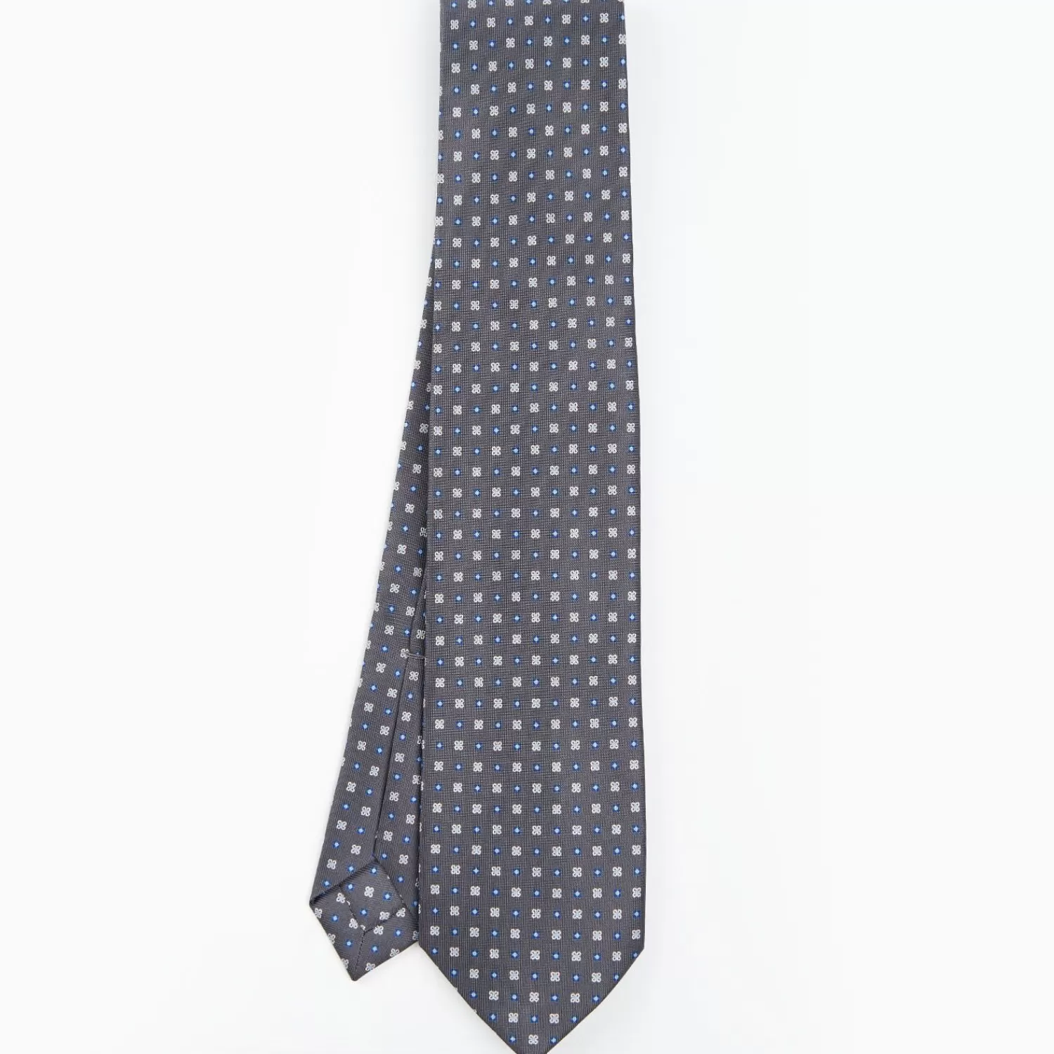 Grey 9 Fold Sartorial Silk Tie Small Flower Pattern>E.Marinella Cheap