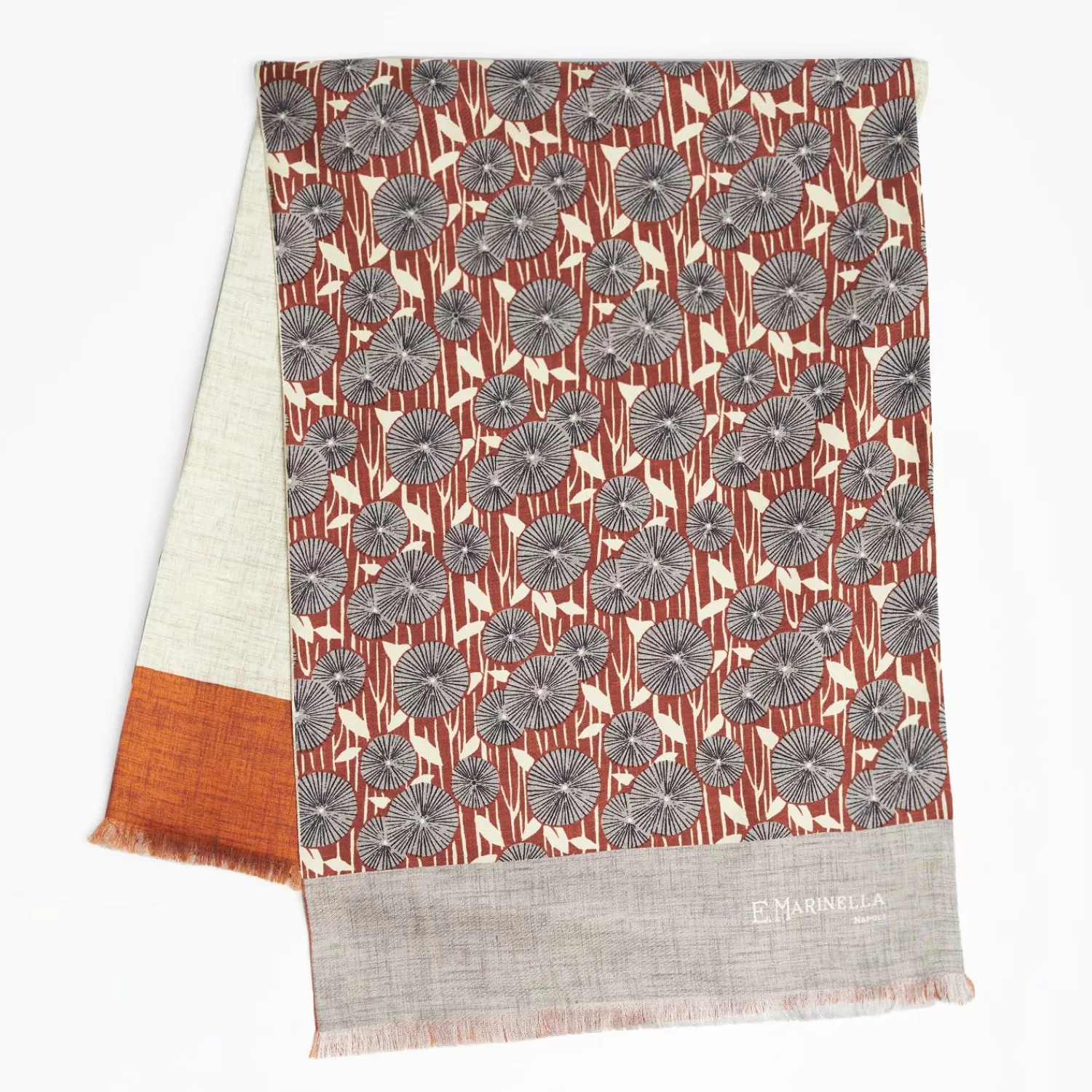 Grey And Light Brown Double Silk Scarf>E.Marinella Online