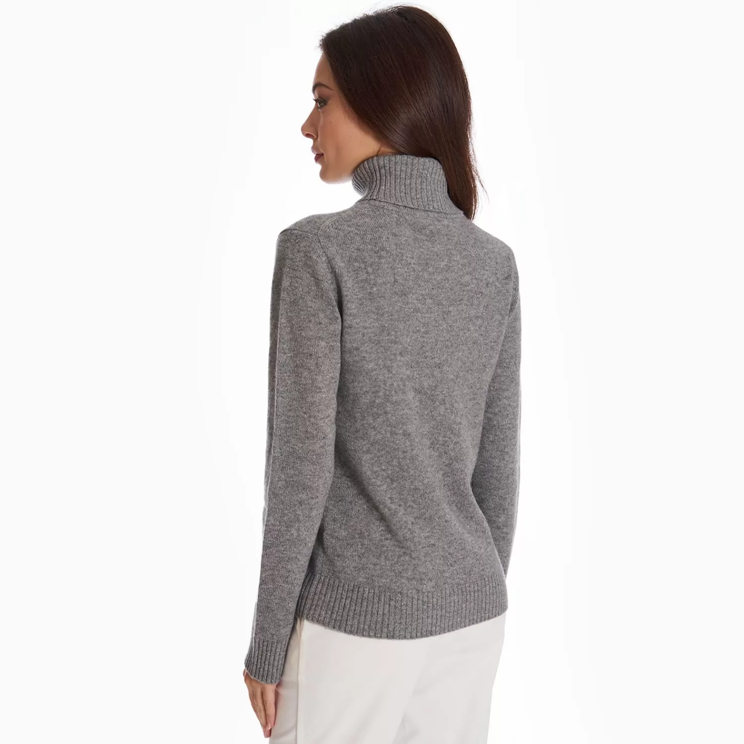 Grey Cashmere Turtleneck>E.Marinella New