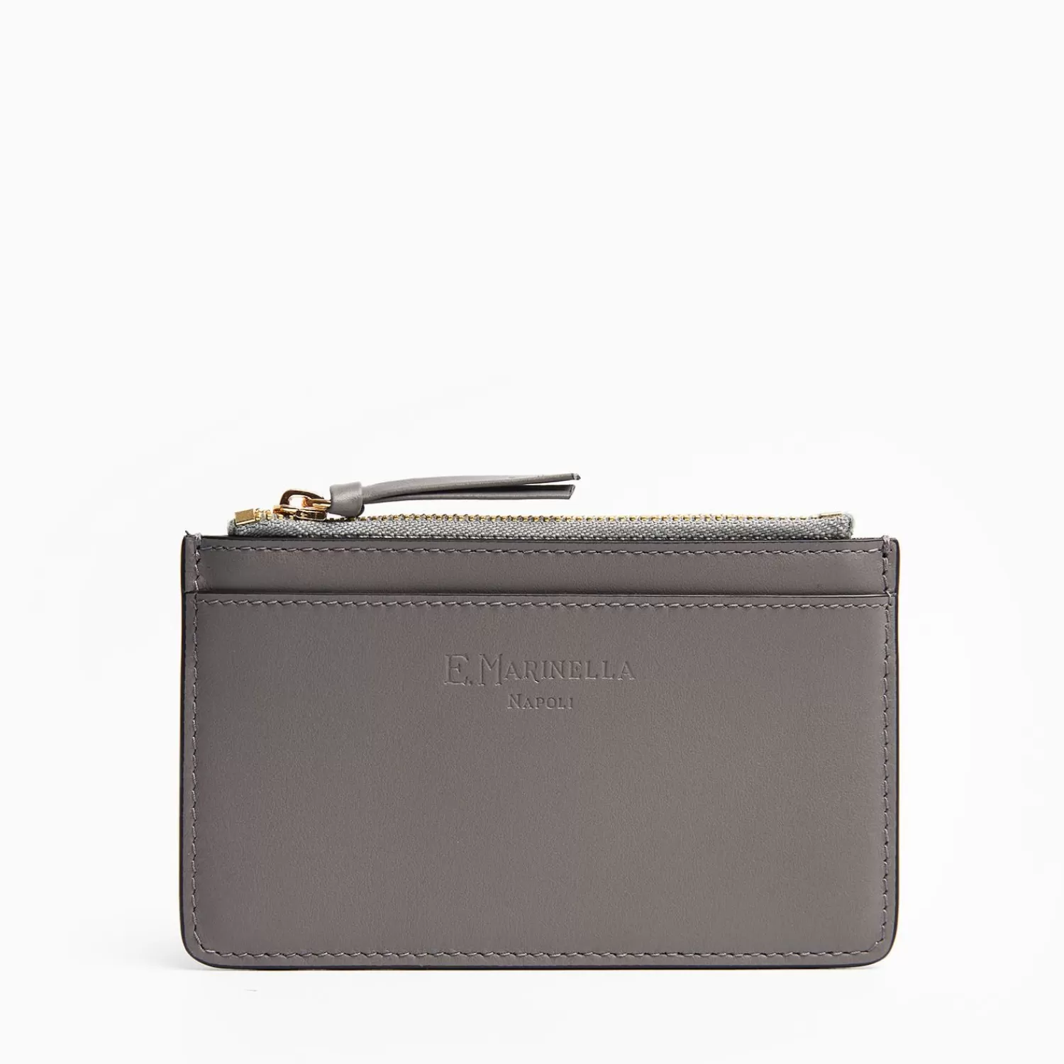 Grey Leather Zip Credit Card Holder>E.Marinella Best Sale