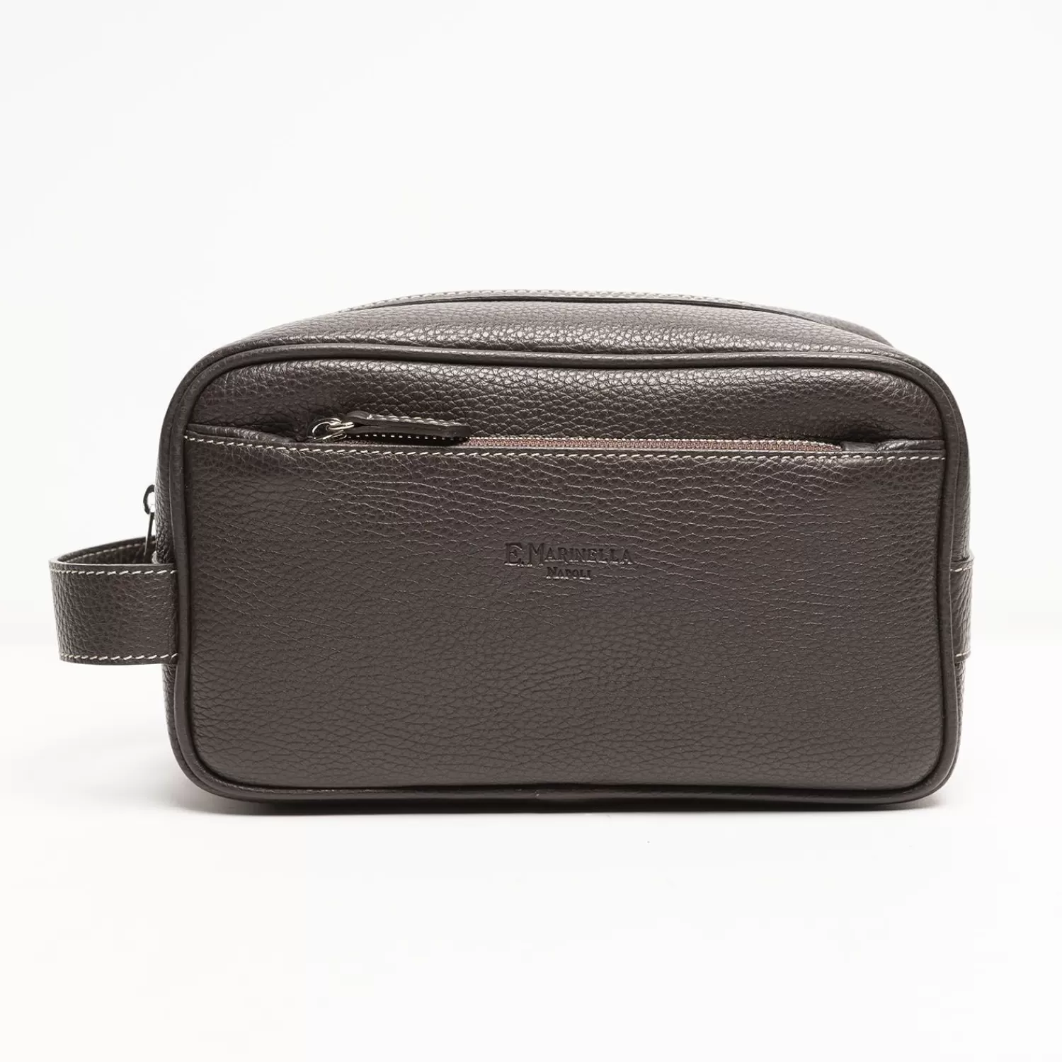 Hammered Leather Toiletry Bag In Dark Brown>E.Marinella Cheap