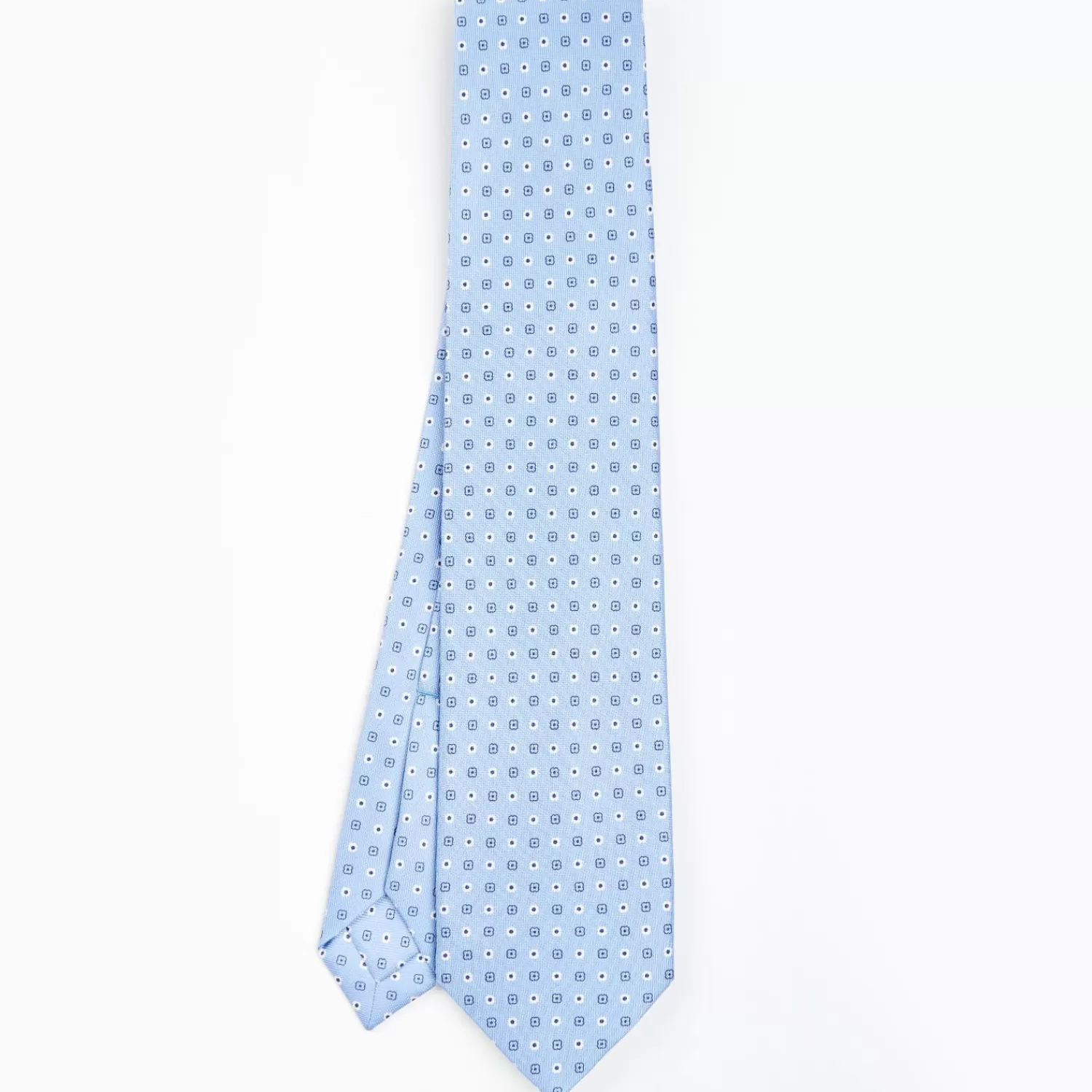 Light Blue 5 Fold Sartorial Silk Tie - Small Flower Pattern>E.Marinella Clearance