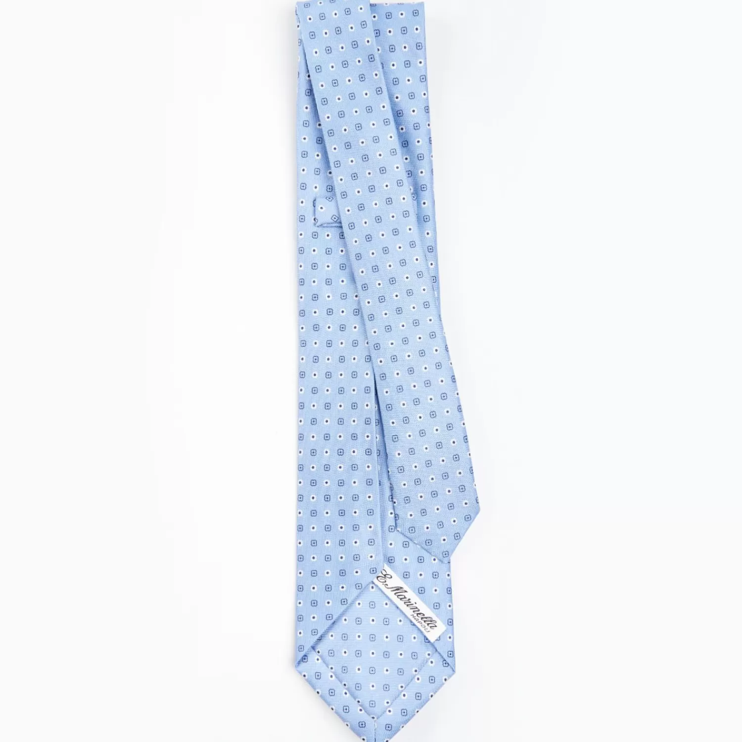 Light Blue 5 Fold Sartorial Silk Tie - Small Flower Pattern>E.Marinella Clearance