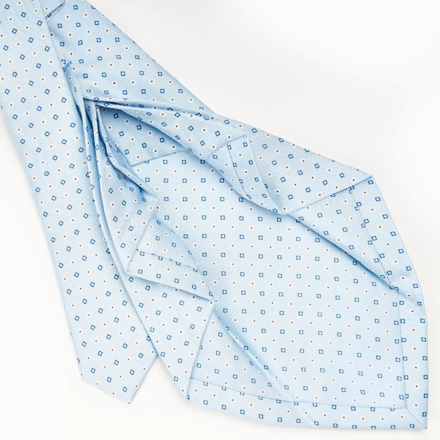 Light Blue 7 Fold Sartorial Silk Tie - Small Flower Pattern>E.Marinella Cheap