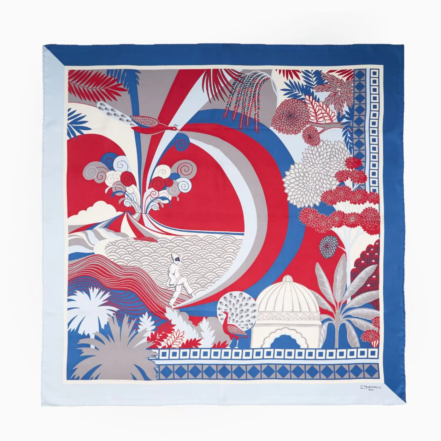 Light Blue And Blue Silk Scarf 90 - Pulcinella In Naples>E.Marinella Discount
