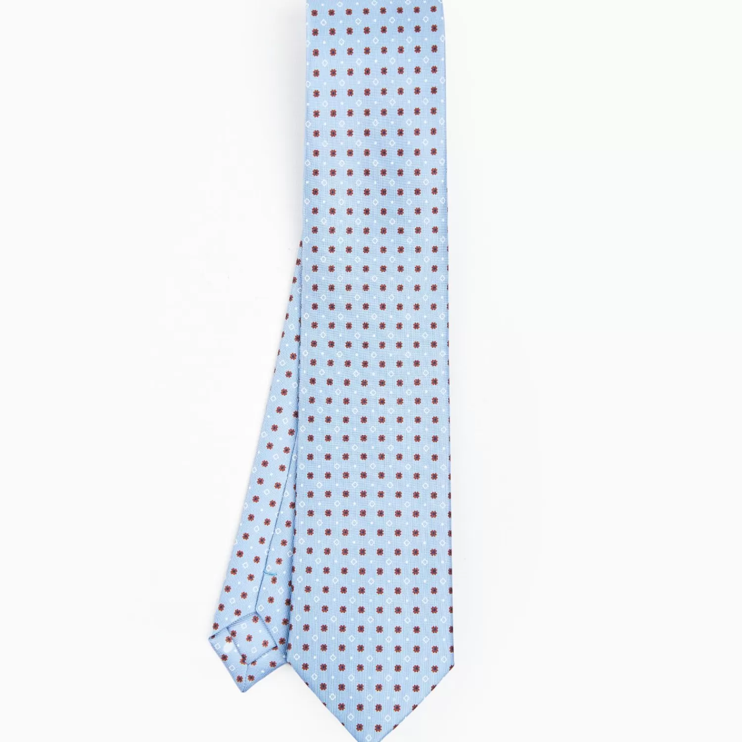 Light Blue Sartorial Classic Silk Tie - Small Flower Pattern>E.Marinella Store