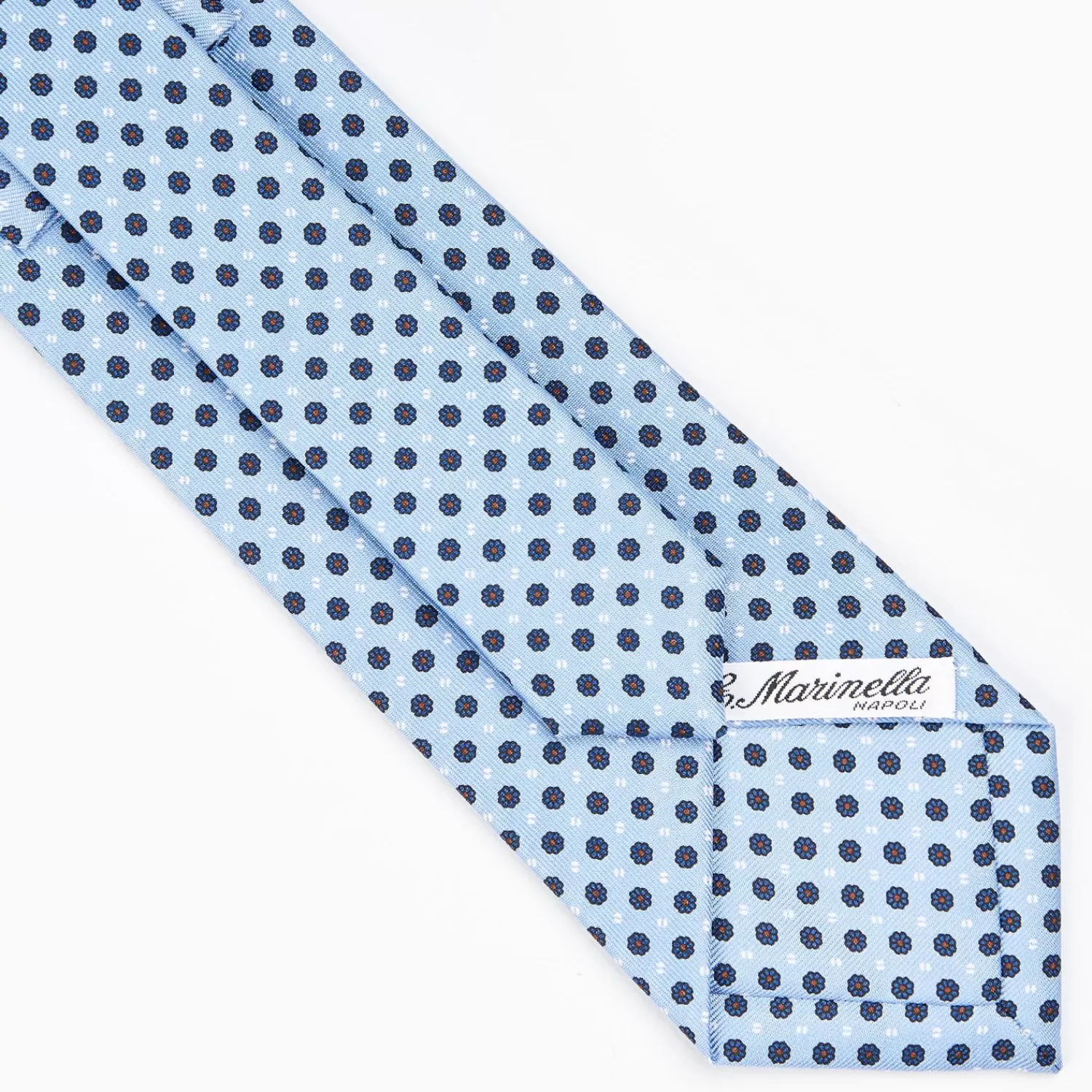 Light Blue Sartorial Classic Silk Tie - Small Flower Pattern>E.Marinella Shop