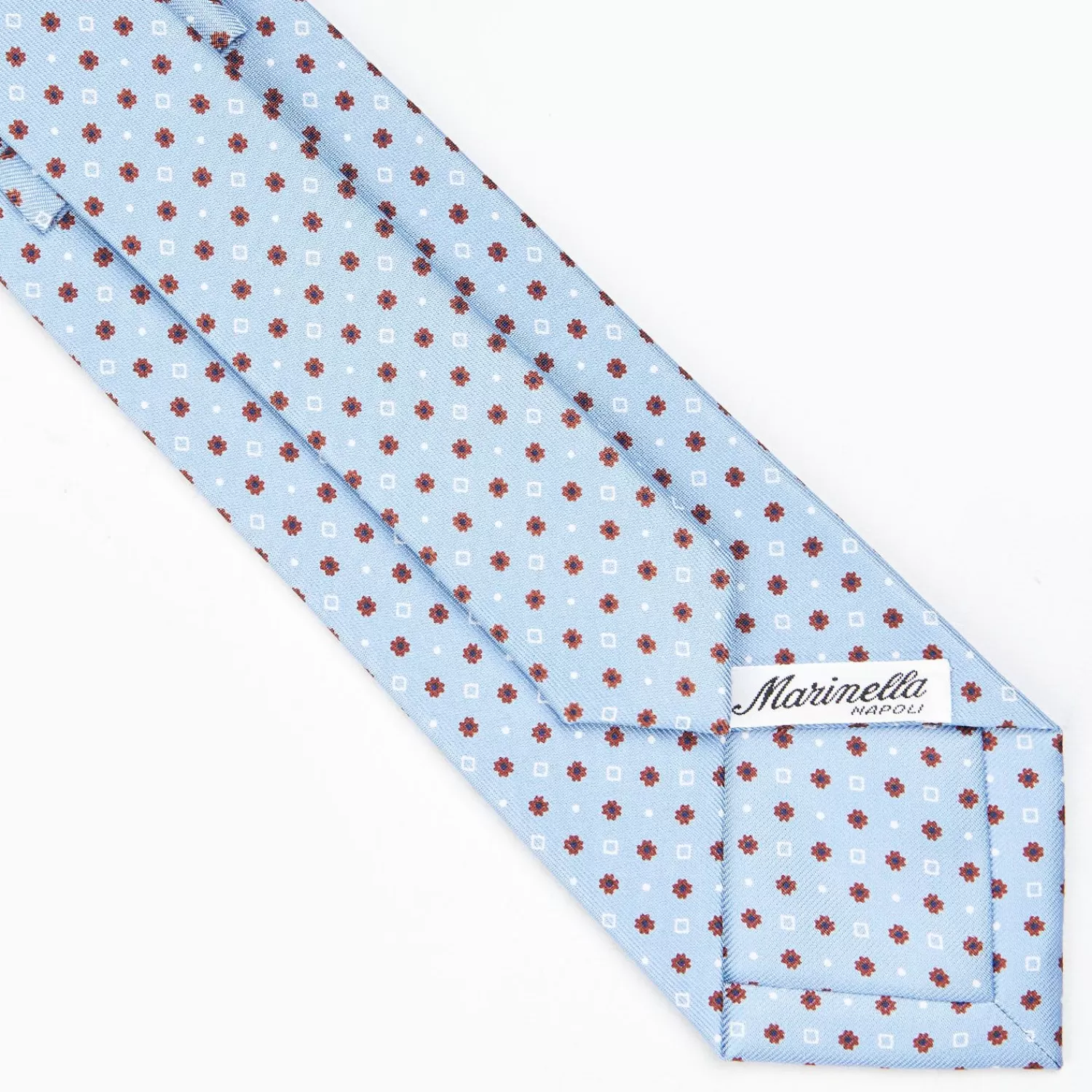 Light Blue Sartorial Classic Silk Tie - Small Flower Pattern>E.Marinella Store