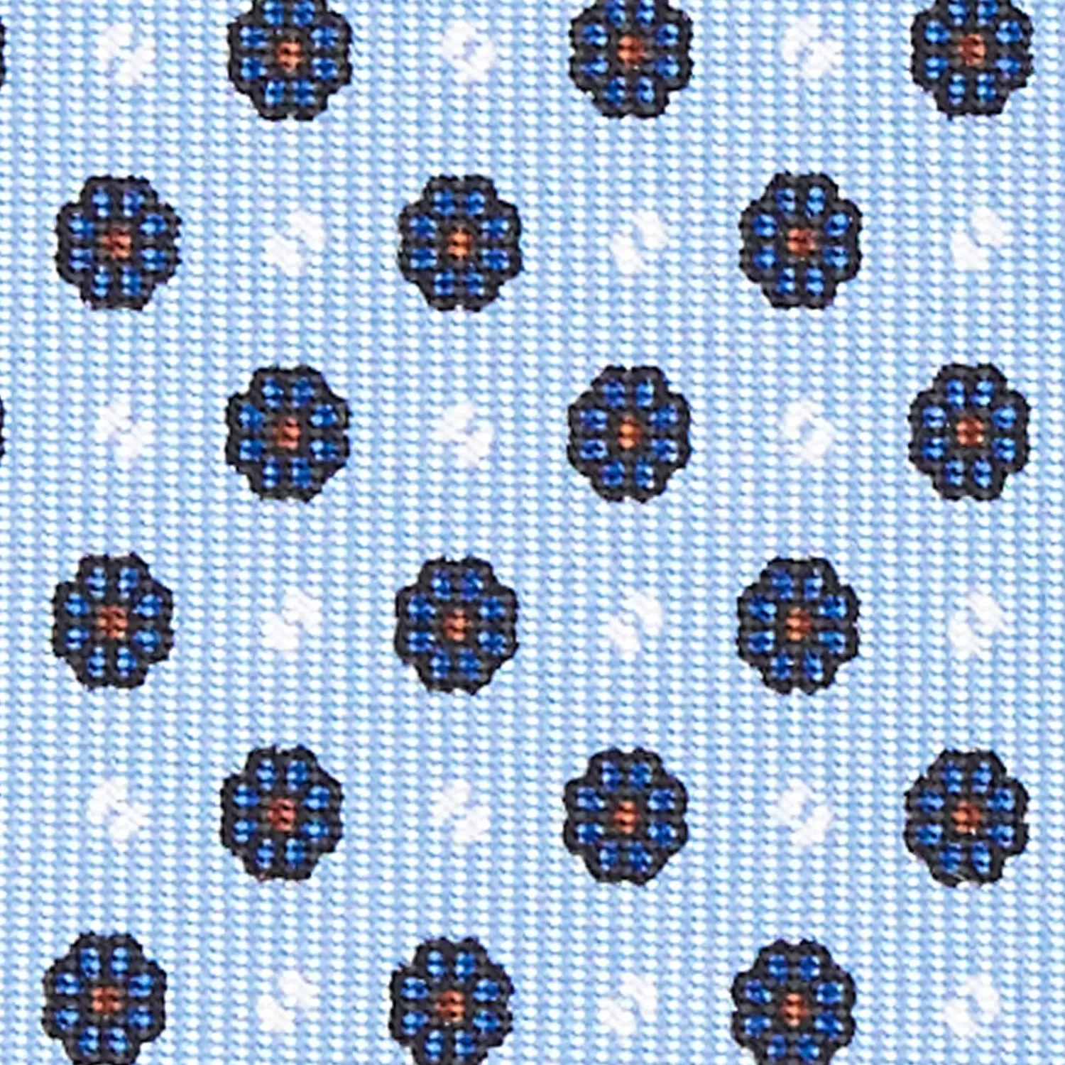 Light Blue Sartorial Classic Silk Tie - Small Flower Pattern>E.Marinella Shop