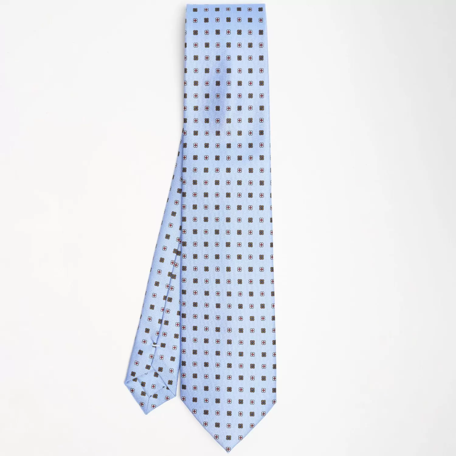 Light Blue Sartorial Classic Silk Tie Small Flower Pattern>E.Marinella Store