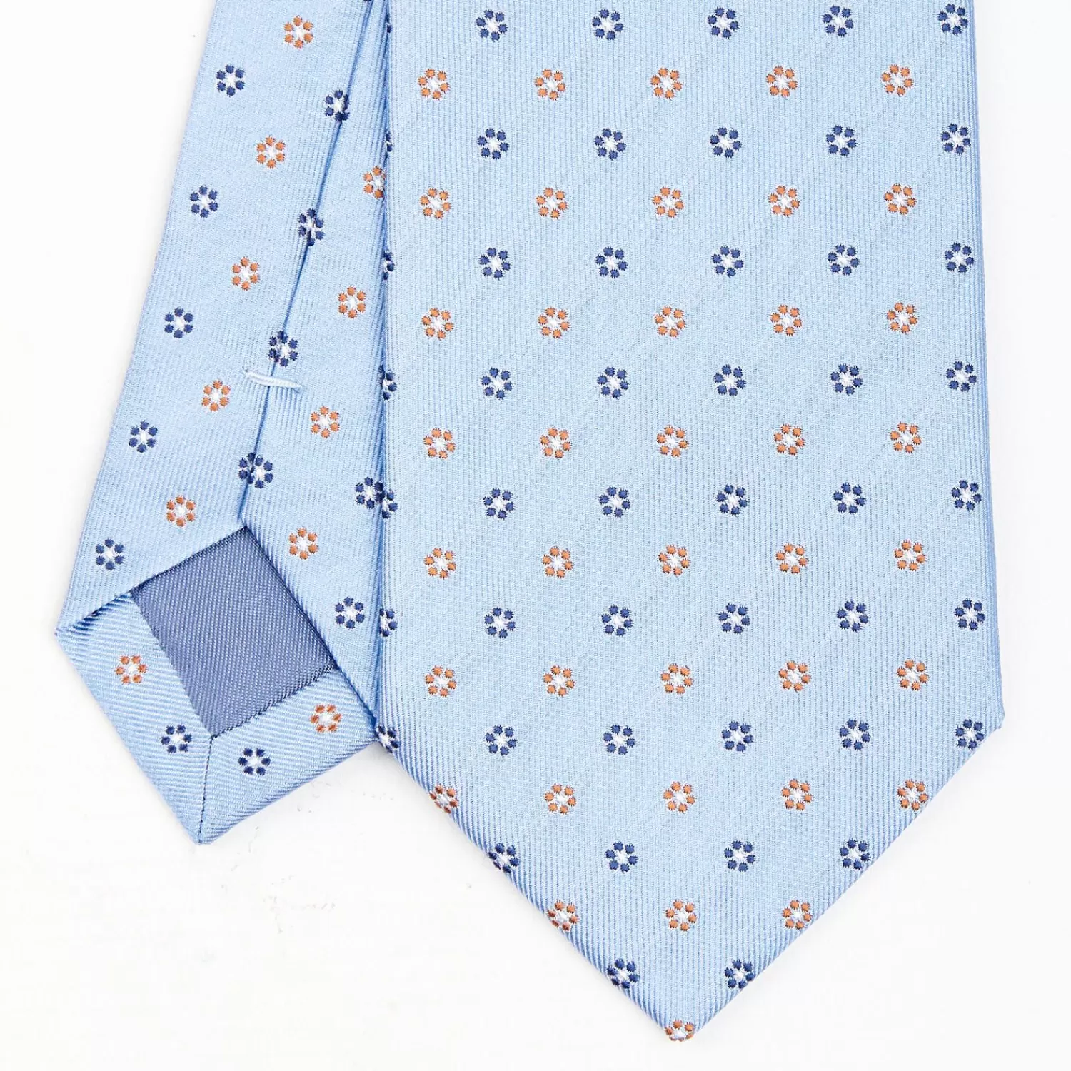 Light Blue Sartorial Jacquard Silk Tie - Small Flower Designs>E.Marinella Cheap