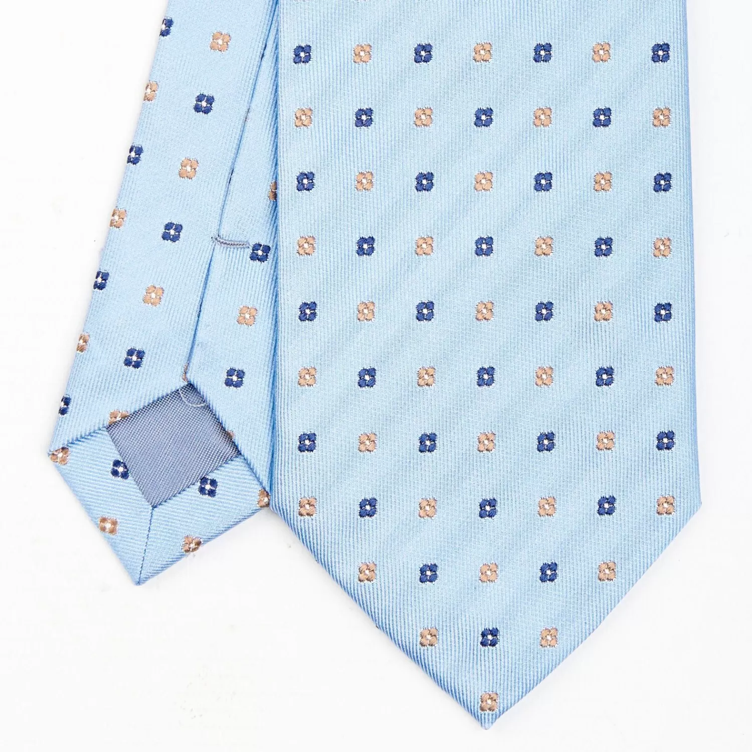 Light Blue Sartorial Jacquard Silk Tie - Small Flower Designs>E.Marinella Shop