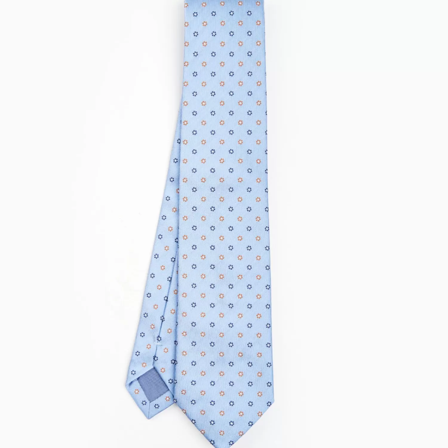 Light Blue Sartorial Jacquard Silk Tie - Small Flower Designs>E.Marinella Cheap