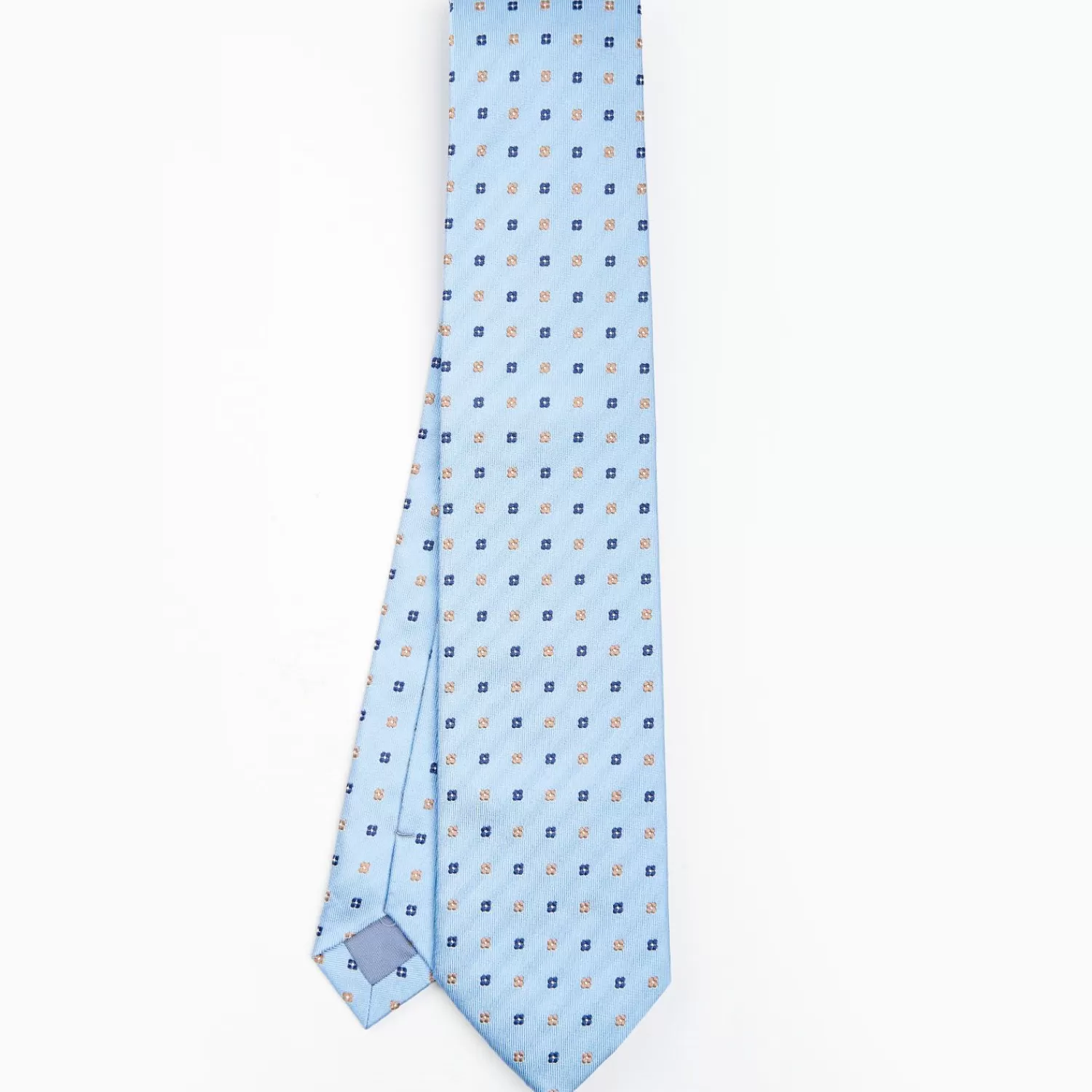 Light Blue Sartorial Jacquard Silk Tie - Small Flower Designs>E.Marinella Shop