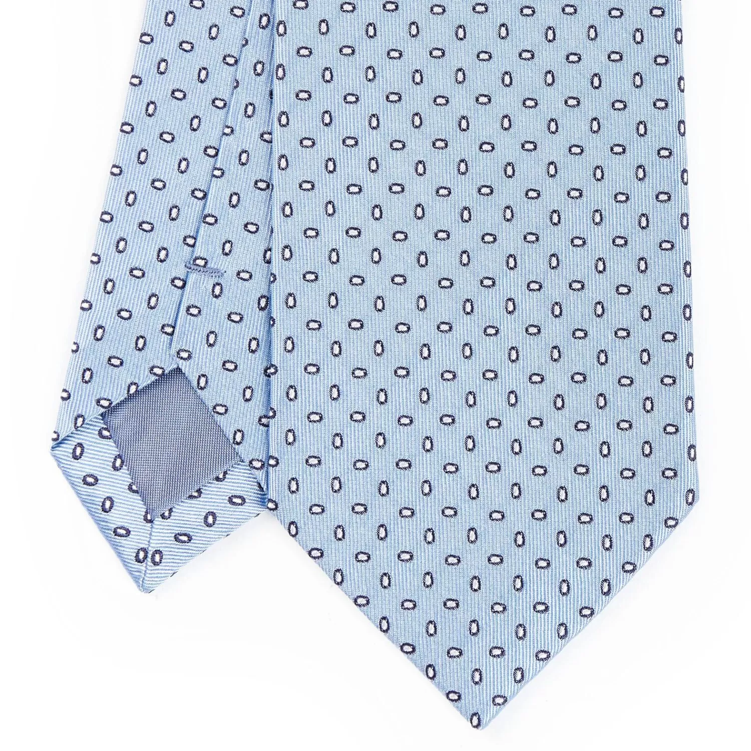 Light Blue Sartorial Jacquard Silk Tie - Small Geometric Pattern>E.Marinella Online