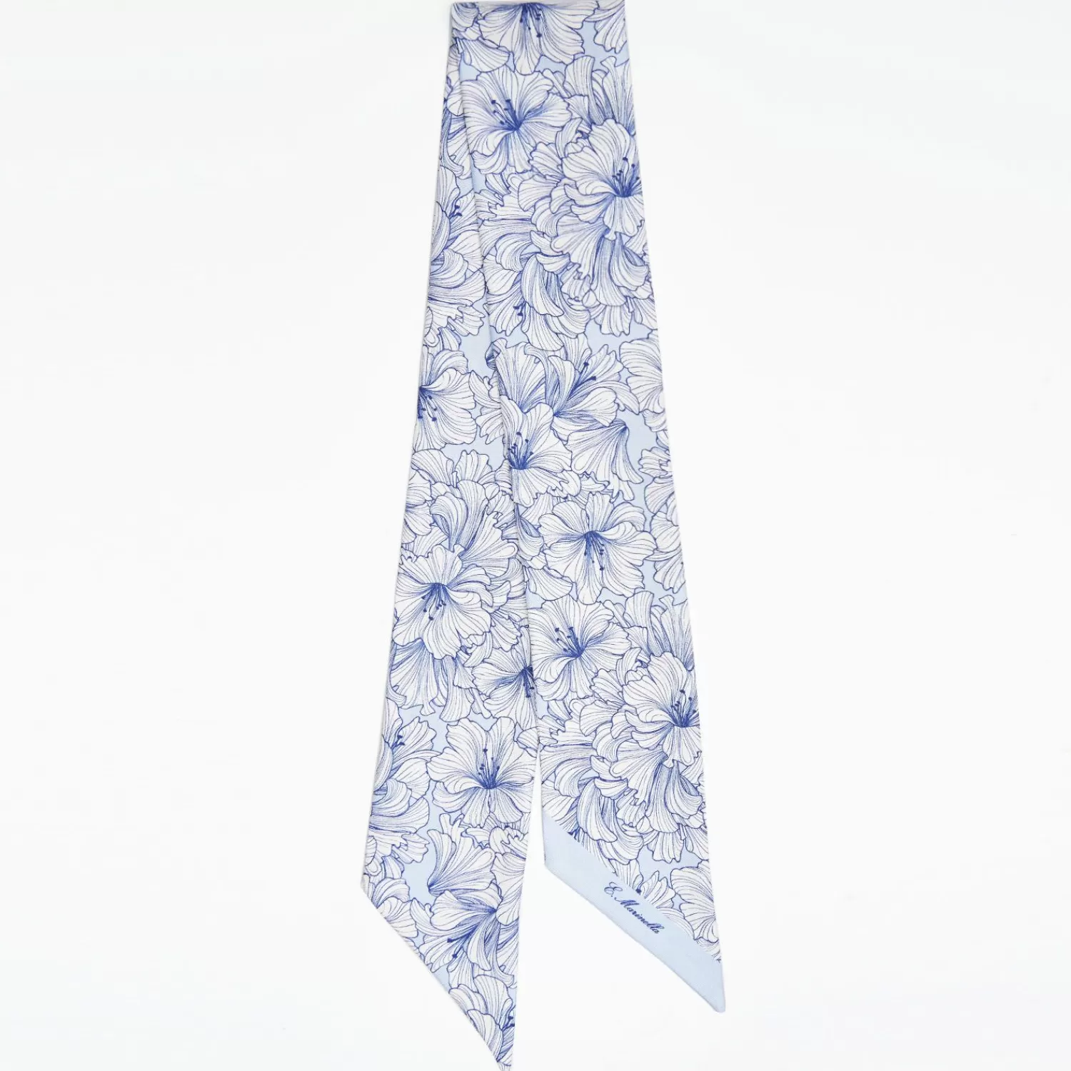 Light Blue Silk Twilly Floral Pattern>E.Marinella Best Sale