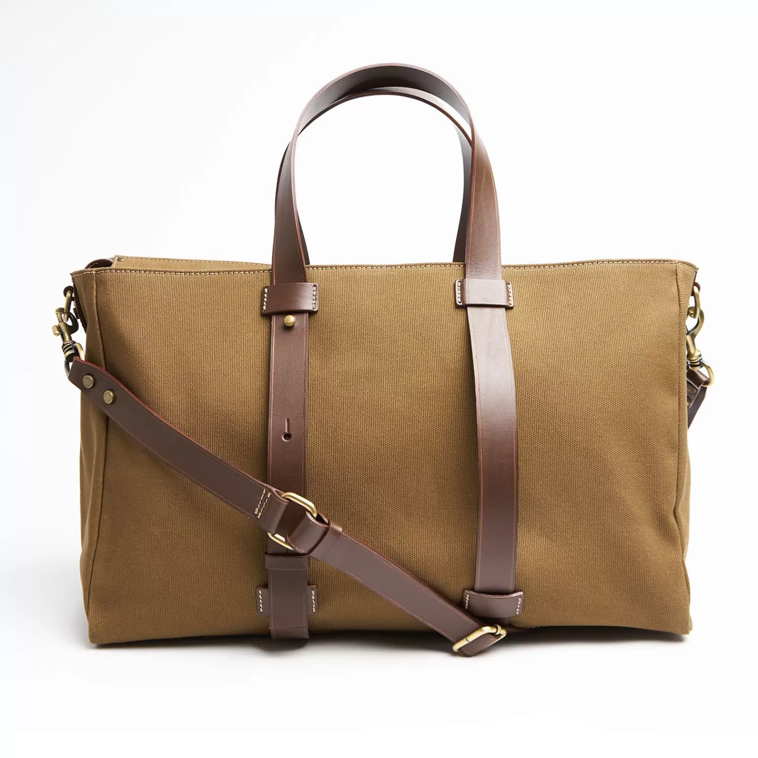 Light Brown Canvas Weekend Bag With Leather Trim>E.Marinella Store