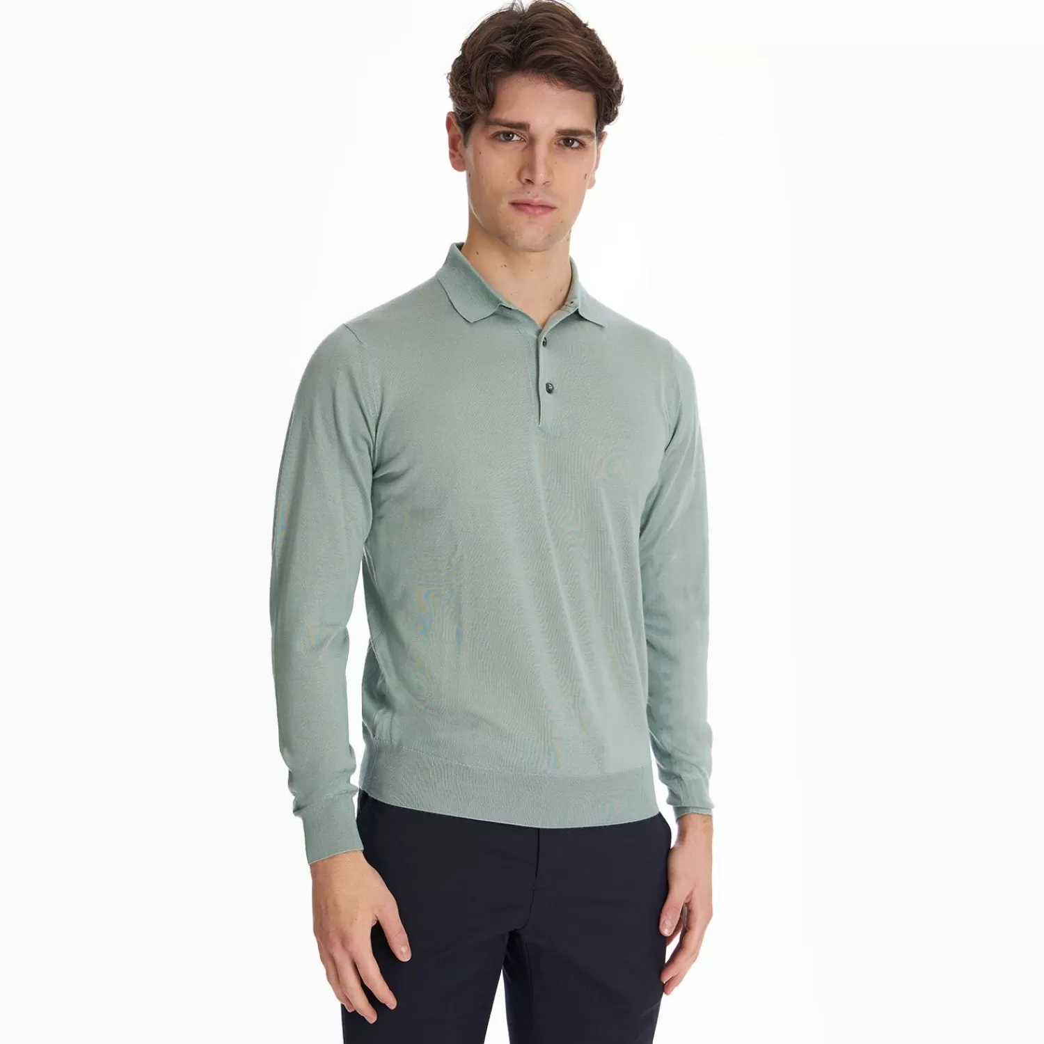 Light Green Cashmere And Silk Polo Shirt>E.Marinella Online