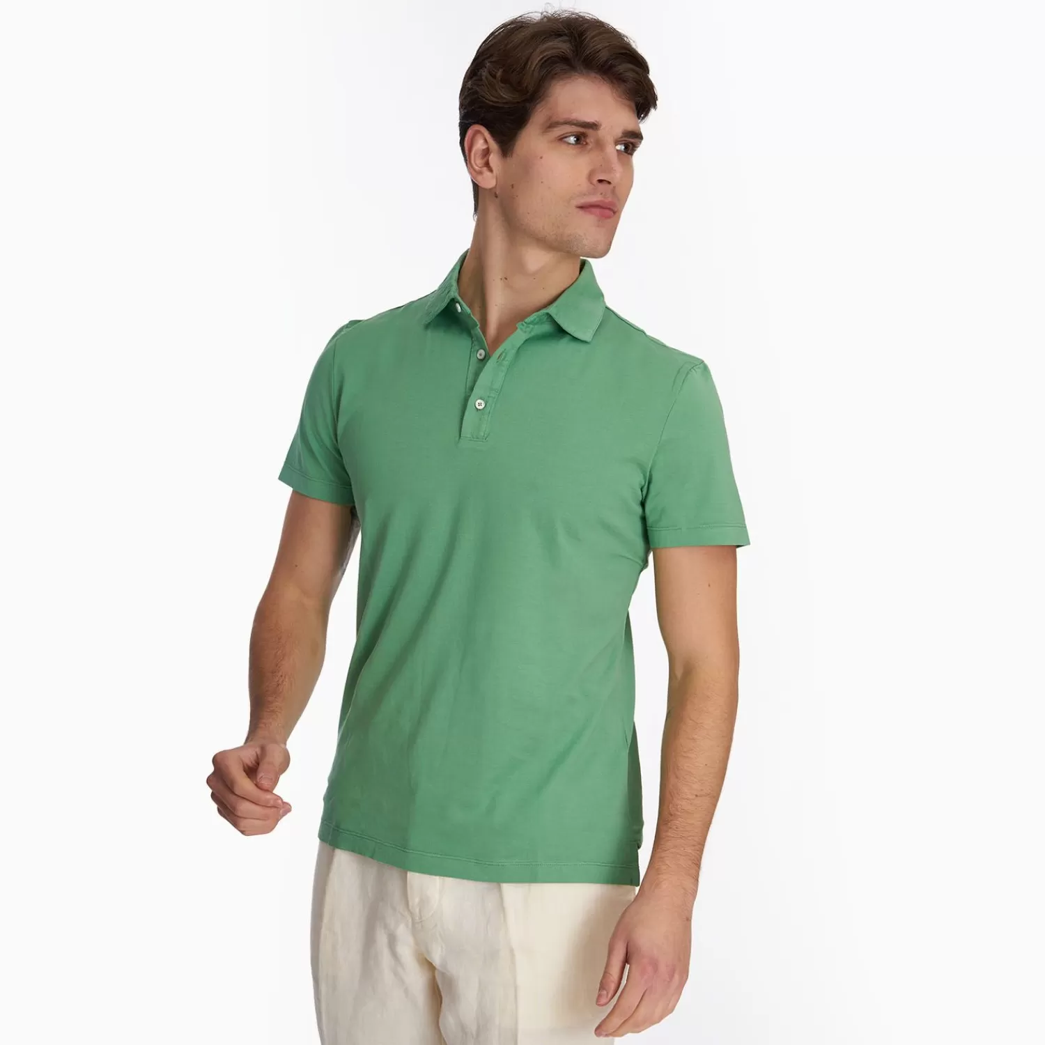 Light Green Jersey Short Sleeve Polo Shirt>E.Marinella Flash Sale