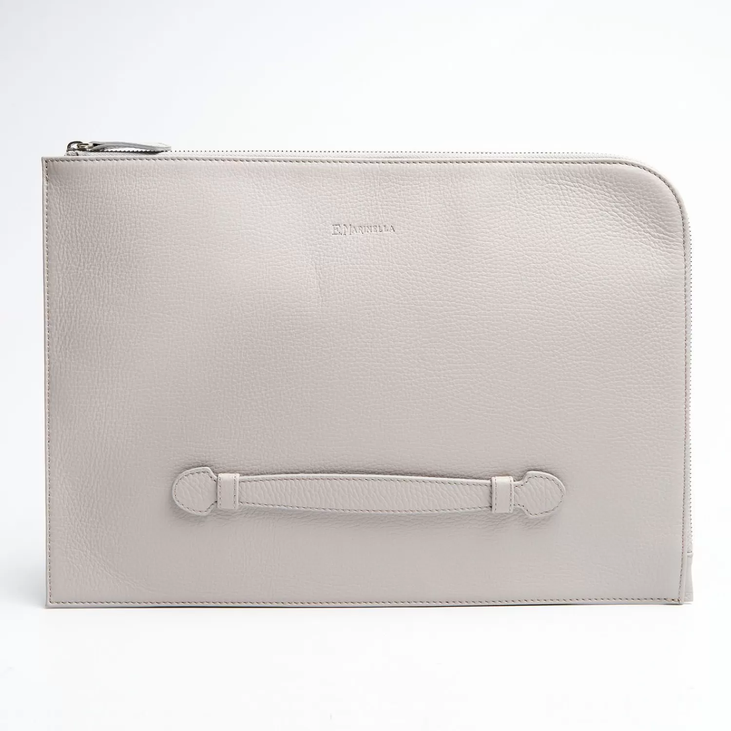 Light Grey Leather Portfolio With Strap>E.Marinella Cheap