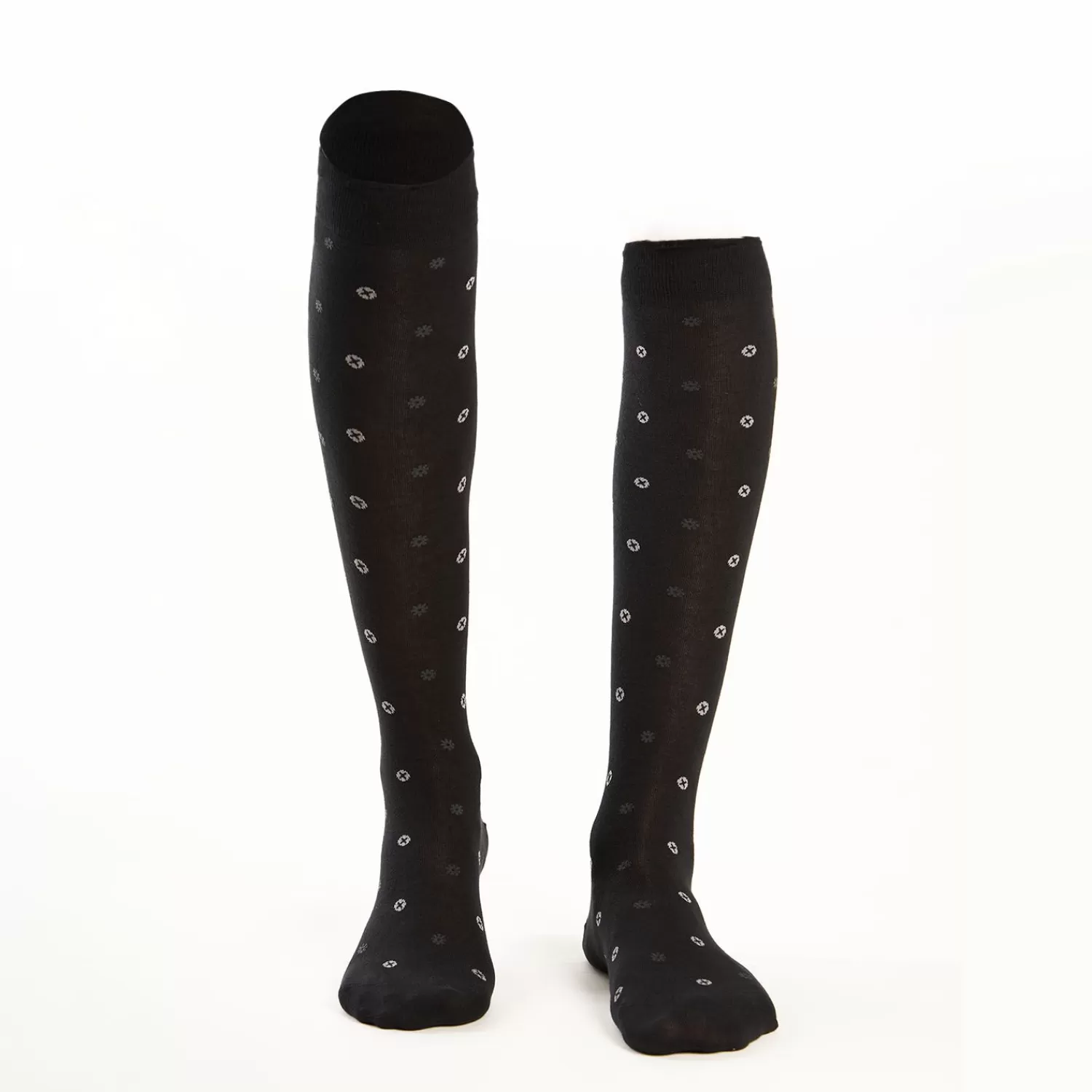 Long Black Cotton Socks - Small Flower Pattern>E.Marinella Cheap