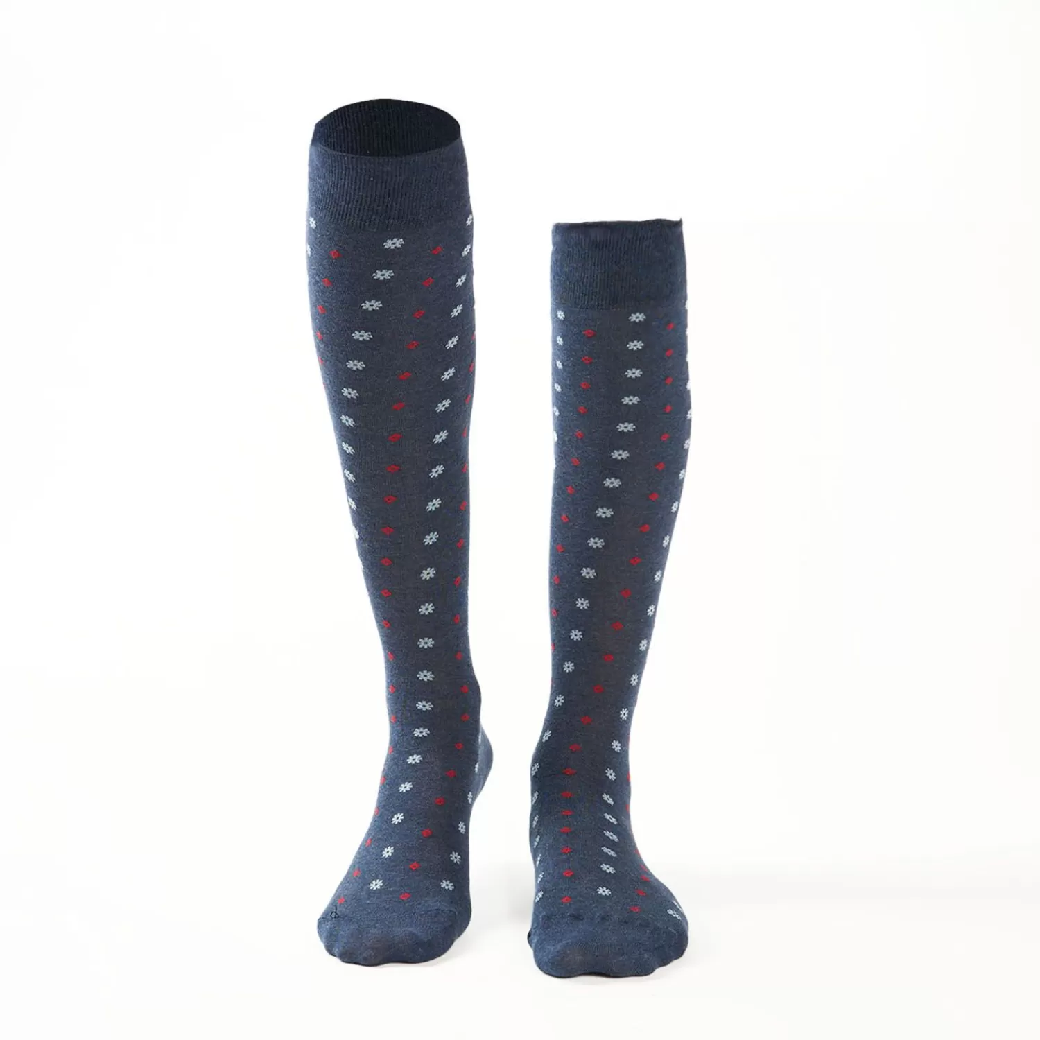 Long Blue Cotton Socks - Small Flower Pattern>E.Marinella Flash Sale