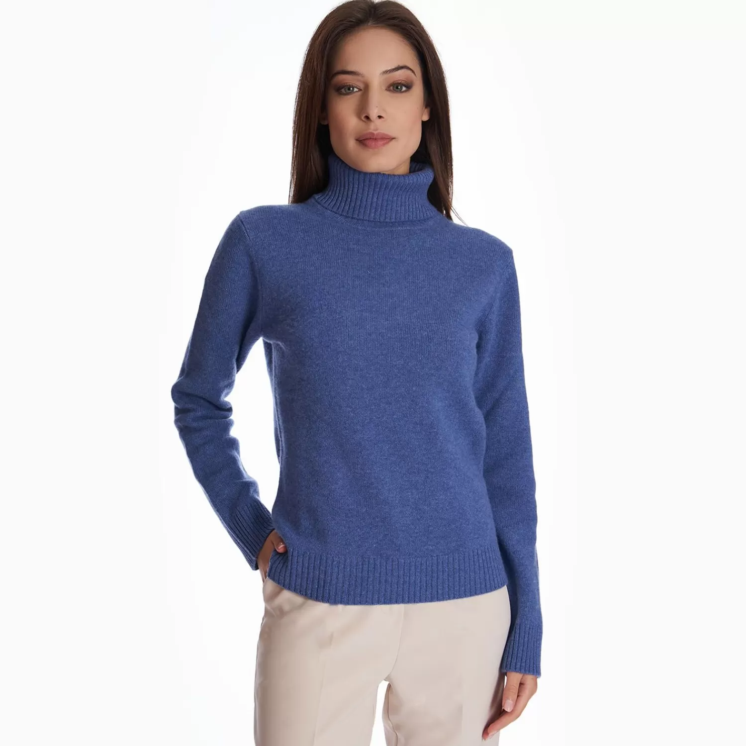 Mid Blue Cashmere Turtleneck>E.Marinella Sale