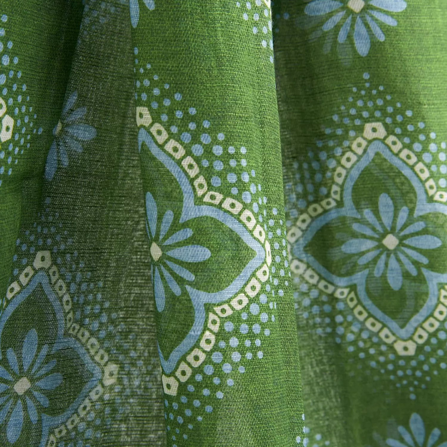 Olive Green Cotton And Linen Scarf - Light Blue Macro Flowers>E.Marinella Cheap