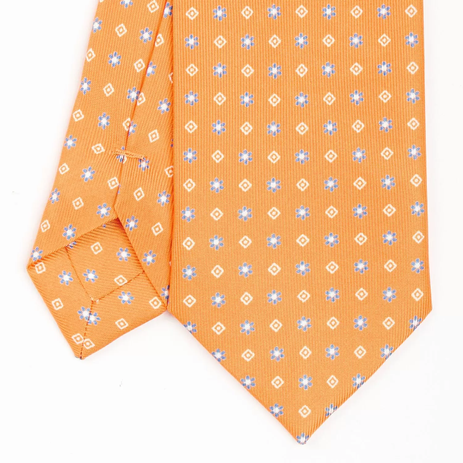 Orange Sartorial 7 Cm Silk Tie - Small Flower Pattern>E.Marinella Shop
