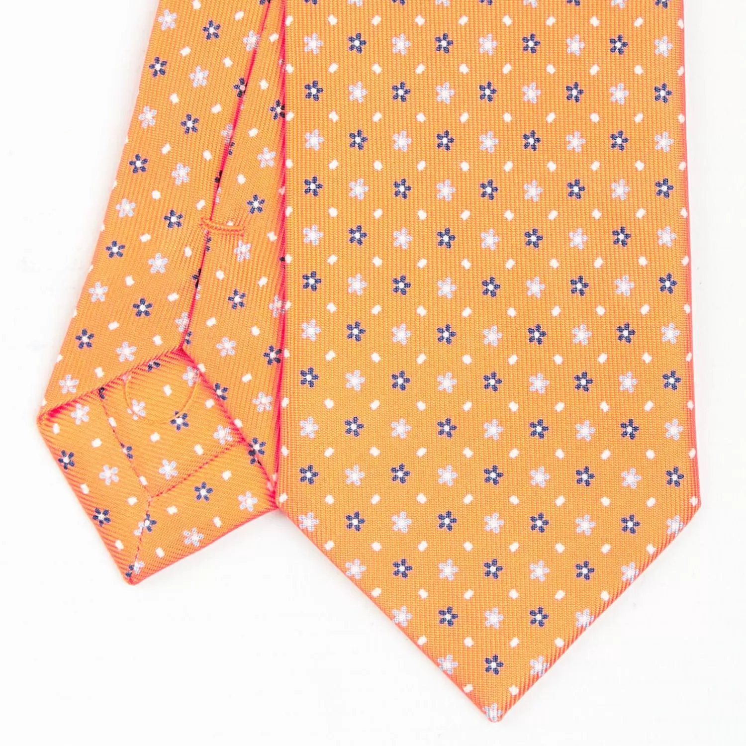 Orange Sartorial 7 Cm Tie - Small Flower Pattern>E.Marinella Best