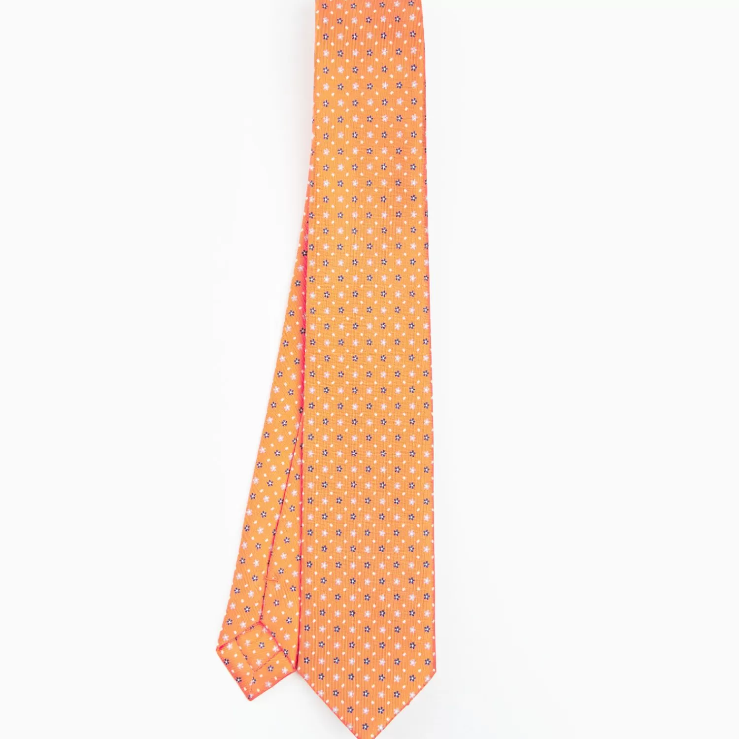 Orange Sartorial 7 Cm Tie - Small Flower Pattern>E.Marinella Best