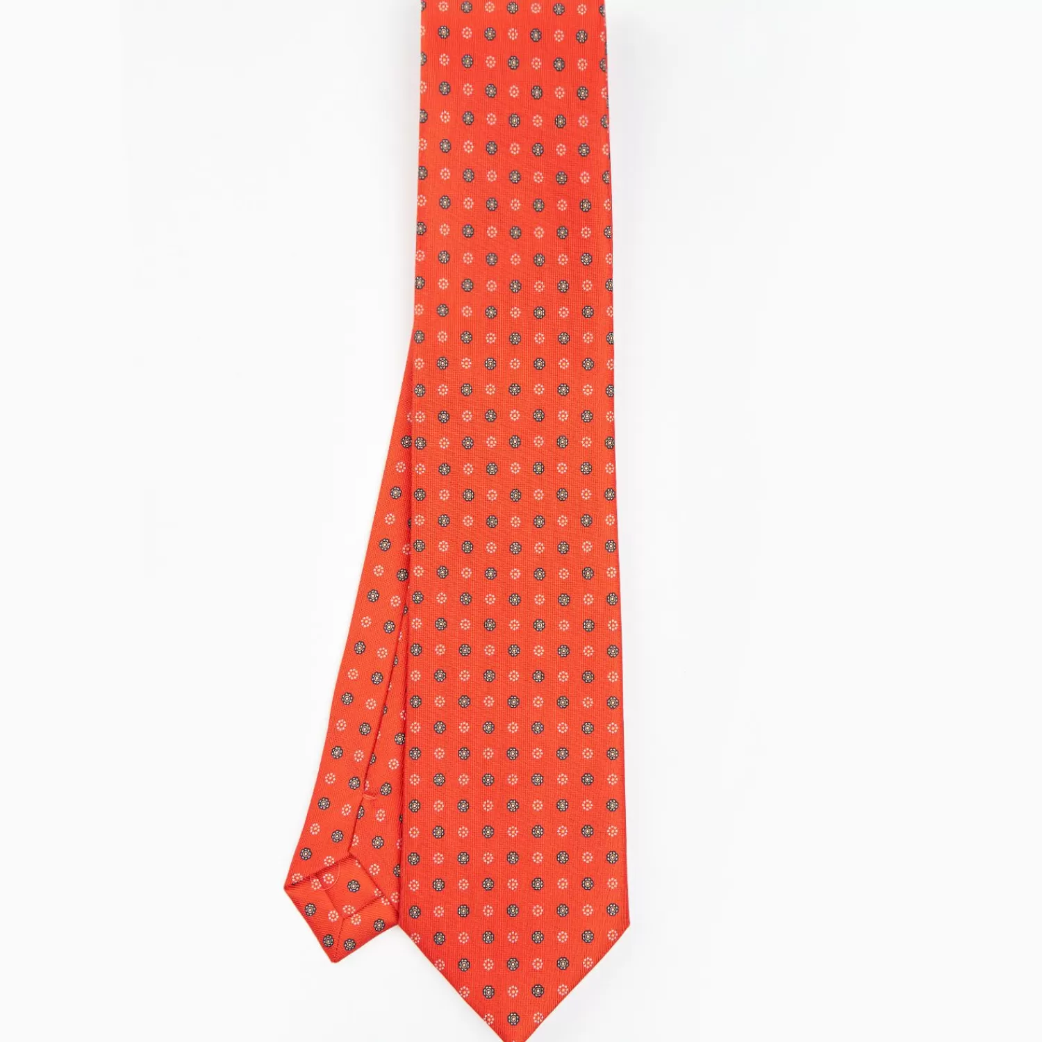 Orange Sartorial Classic Silk Tie - Small Flower Pattern>E.Marinella Store