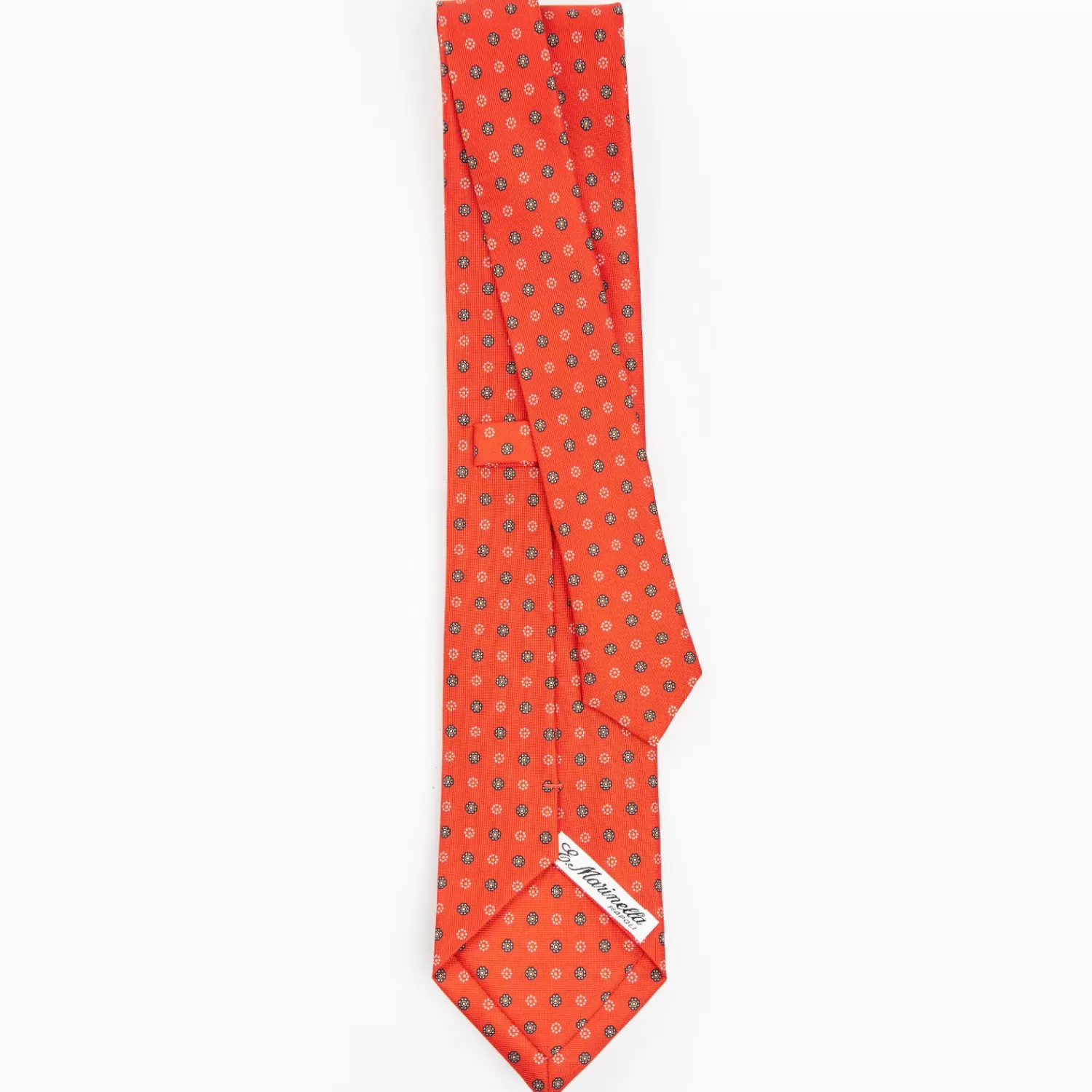 Orange Sartorial Classic Silk Tie - Small Flower Pattern>E.Marinella Store