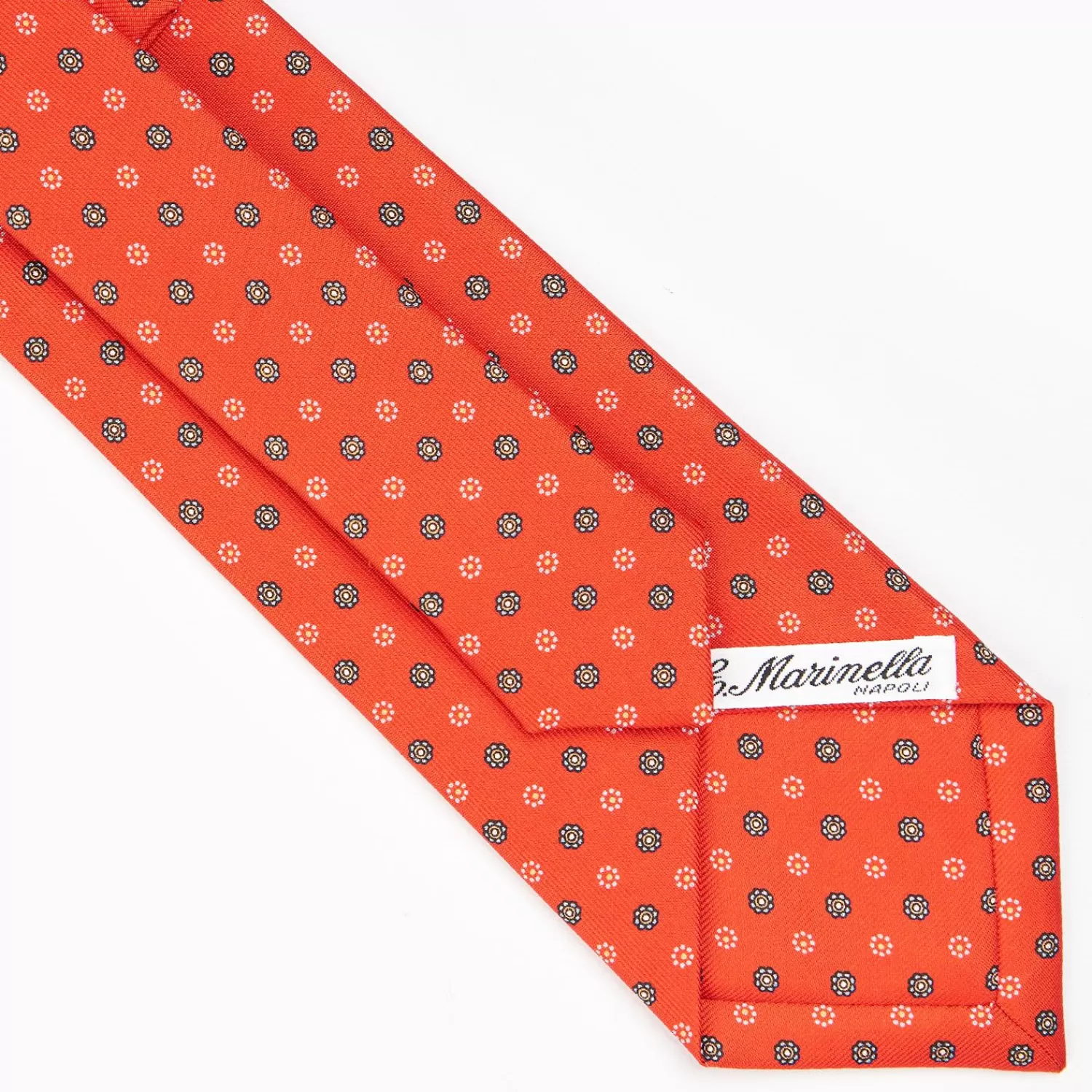 Orange Sartorial Classic Silk Tie - Small Flower Pattern>E.Marinella Store