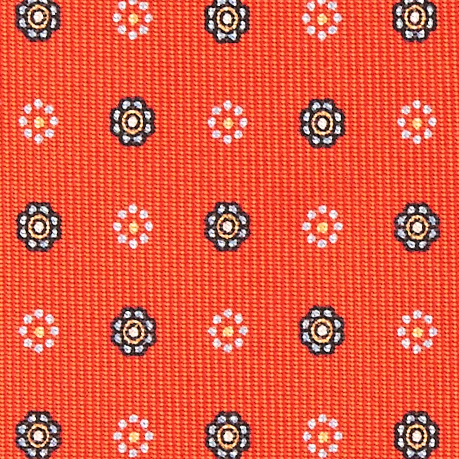Orange Sartorial Classic Silk Tie - Small Flower Pattern>E.Marinella Store