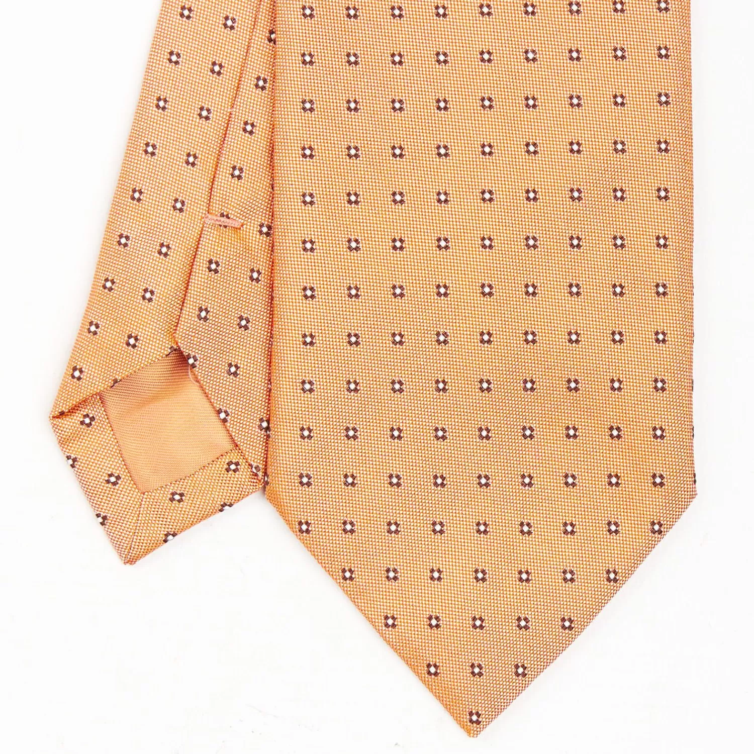 Orange Sartorial Jacquard Silk Tie - Small Flower Designs>E.Marinella Cheap