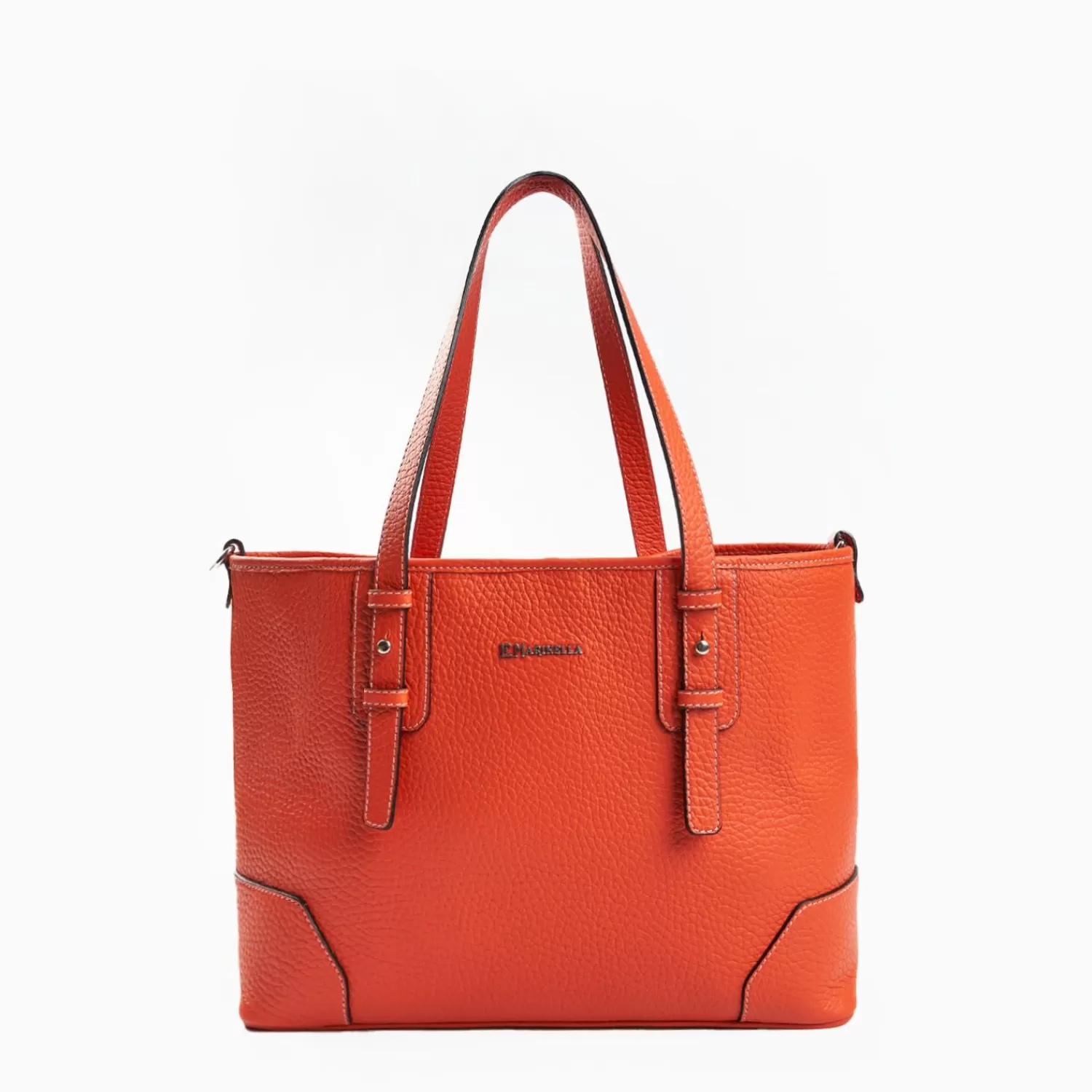 Orange Textured Leather Midi Tote Bag>E.Marinella Hot