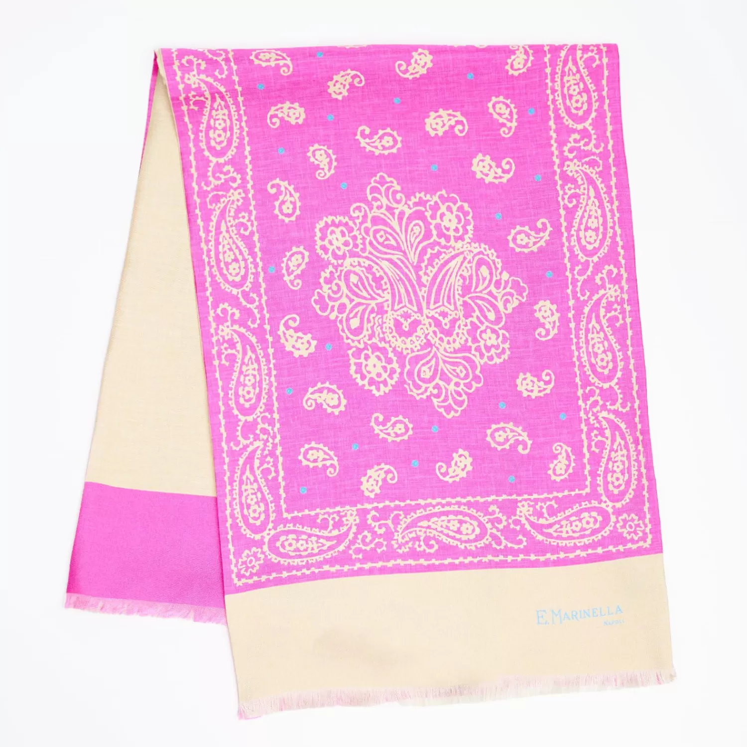 Pink And Beige Double Silk Scarf - Paisley Pattern>E.Marinella Cheap