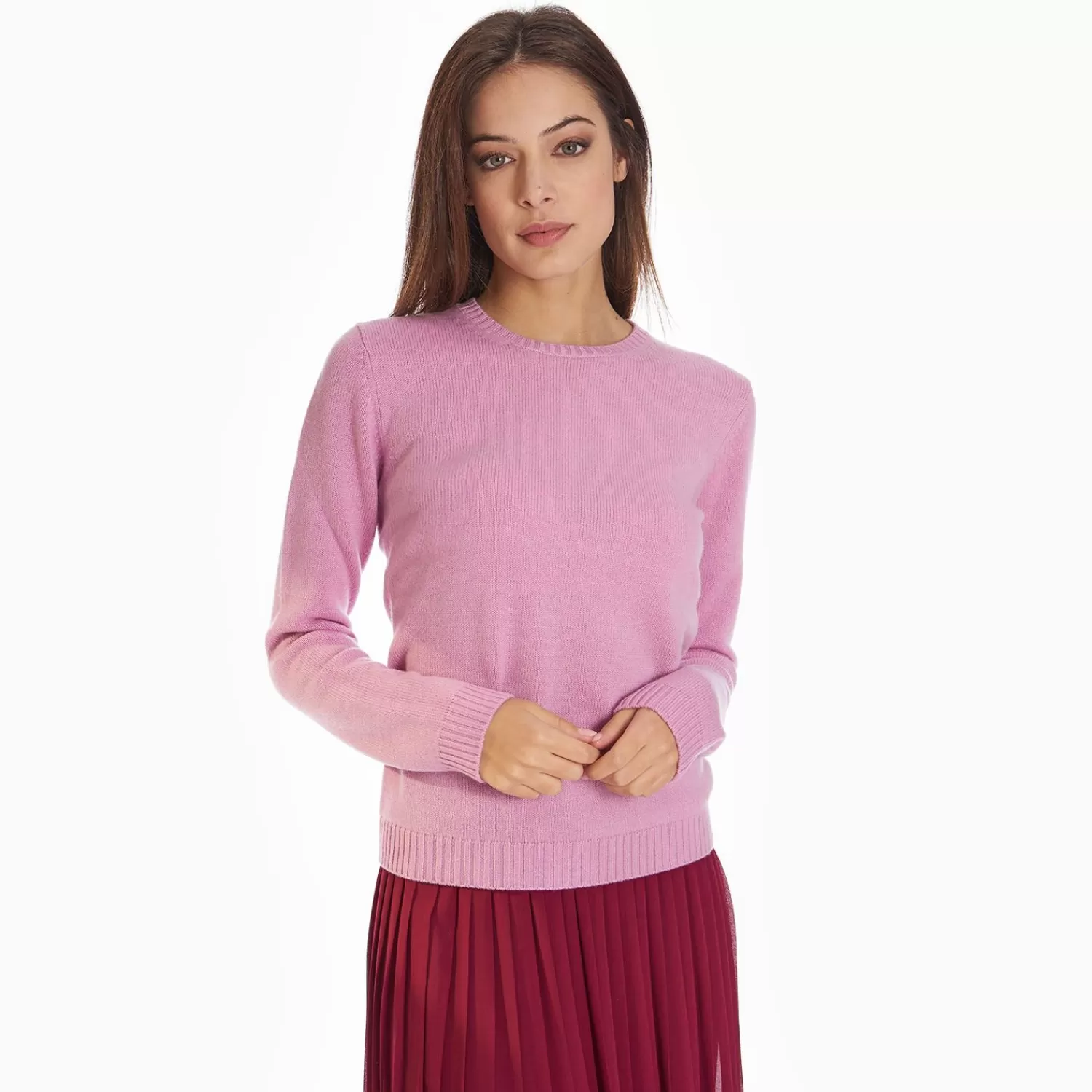 Pink Wool And Cashmere Crewneck>E.Marinella Flash Sale