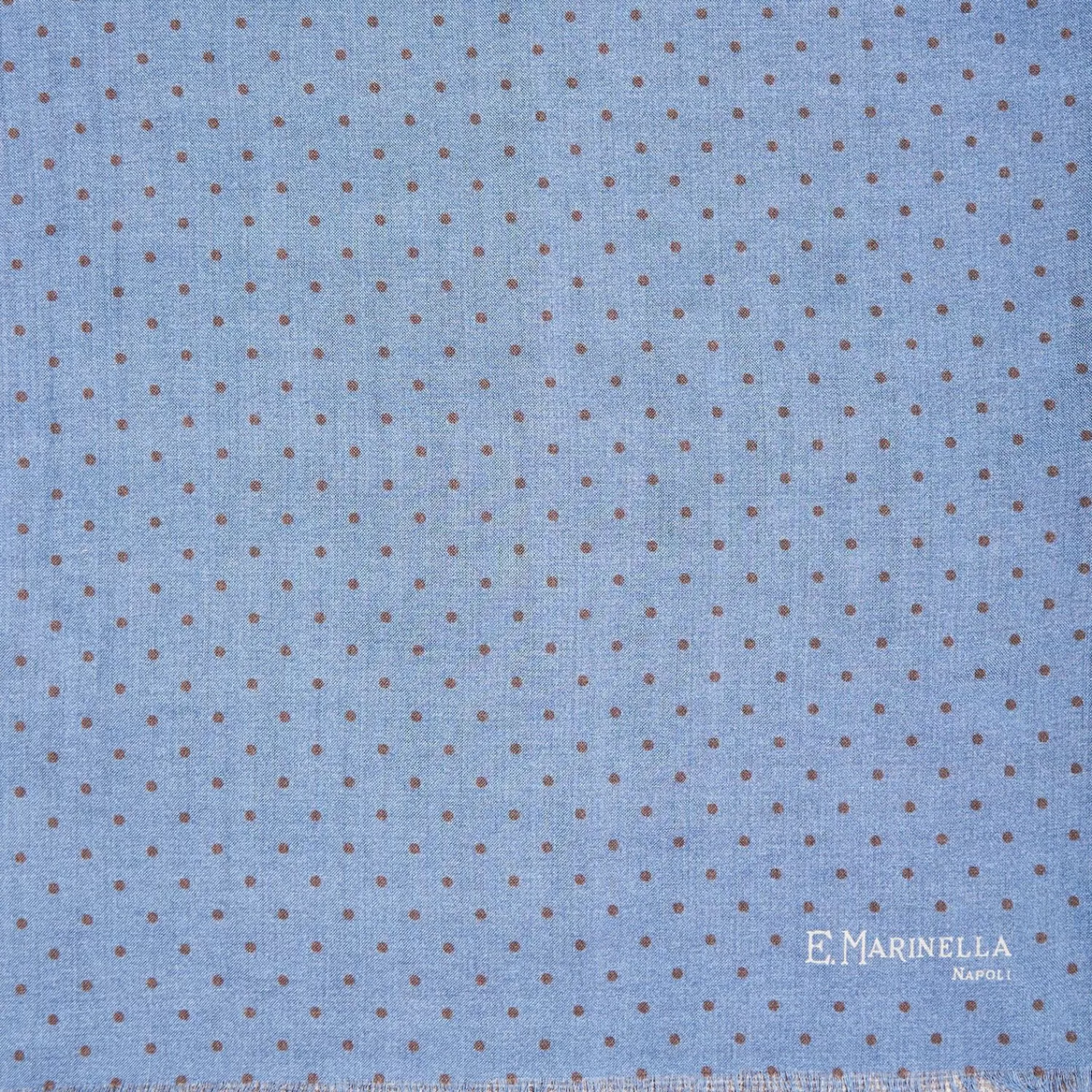 Powder Blue And Brown Double Patterned Wool And Silk Scarf>E.Marinella Shop