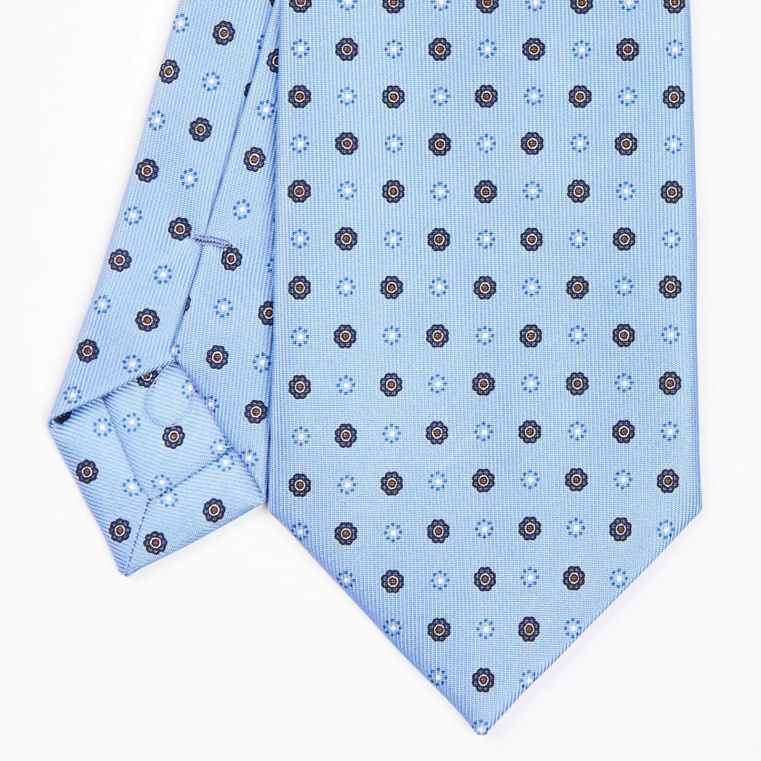 Powder Blue Sartorial Classic Silk Tie - Small Flower Pattern>E.Marinella Shop