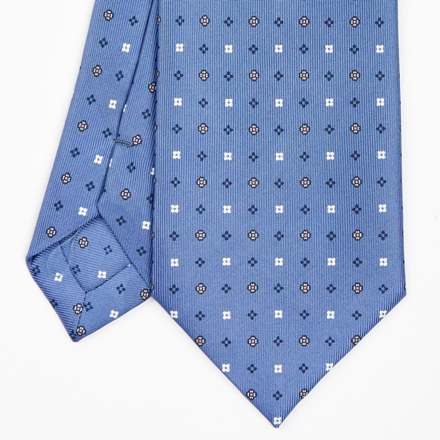 Powder Blue Sartorial Classic Silk Tie - Small Flower Pattern>E.Marinella Flash Sale