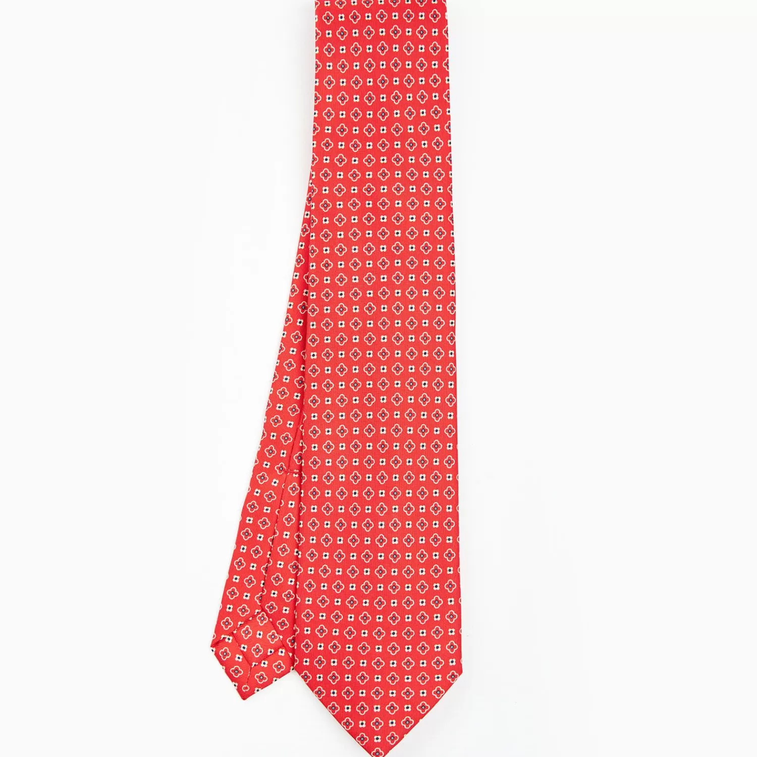 Red 7 Fold Sartorial Silk Tie - Small Flower Pattern>E.Marinella Cheap