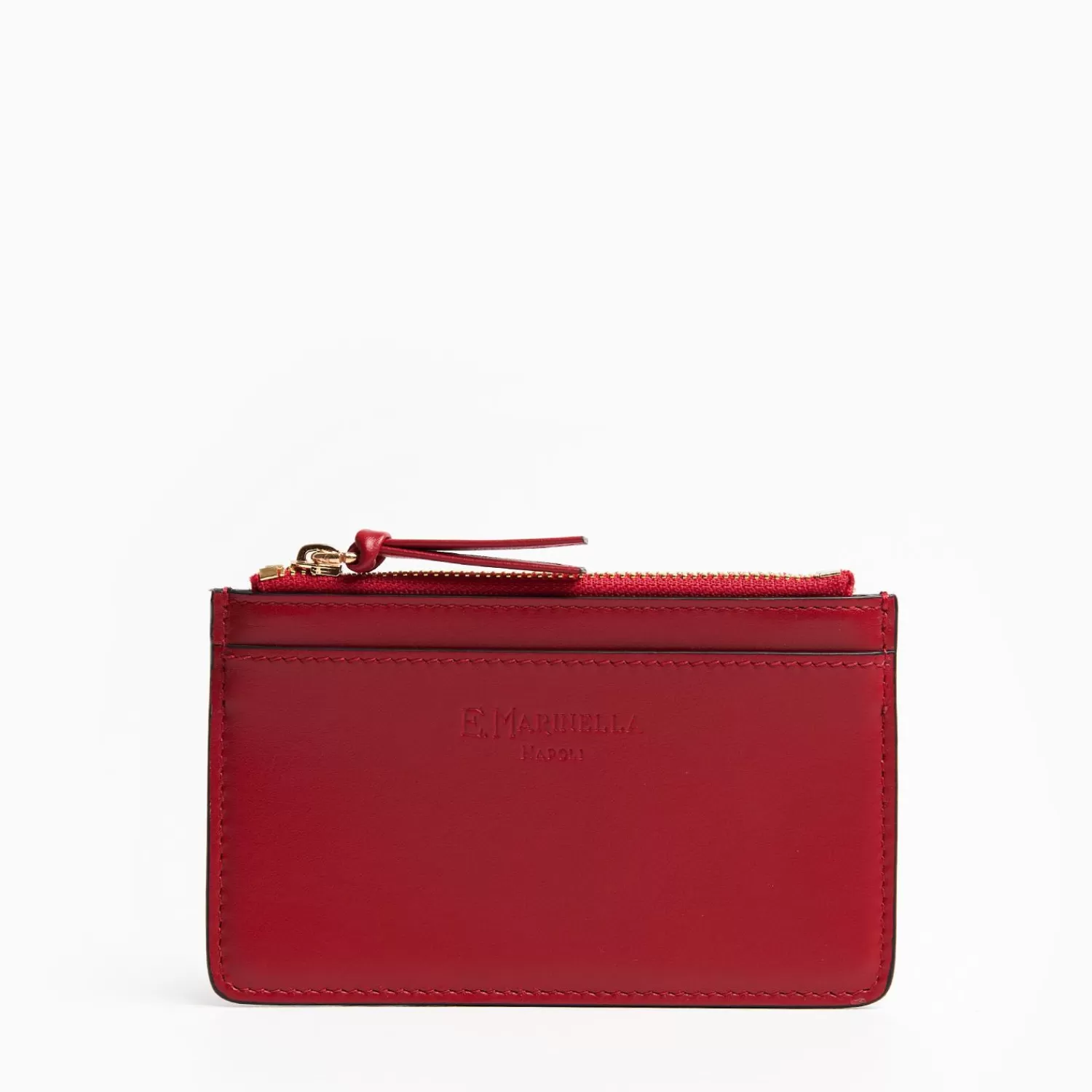 Red Leather Zip Credit Card Holder>E.Marinella Cheap