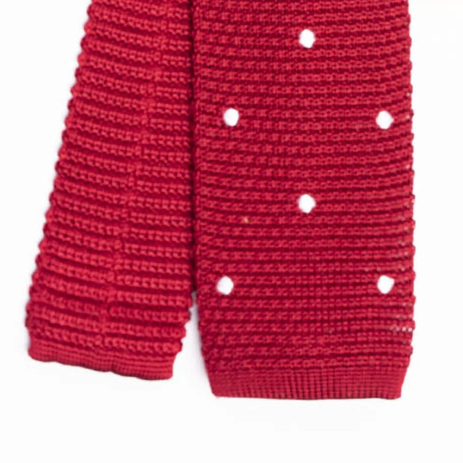 Red Silk Knitted Tie - Polka Dot Pattern>E.Marinella Online