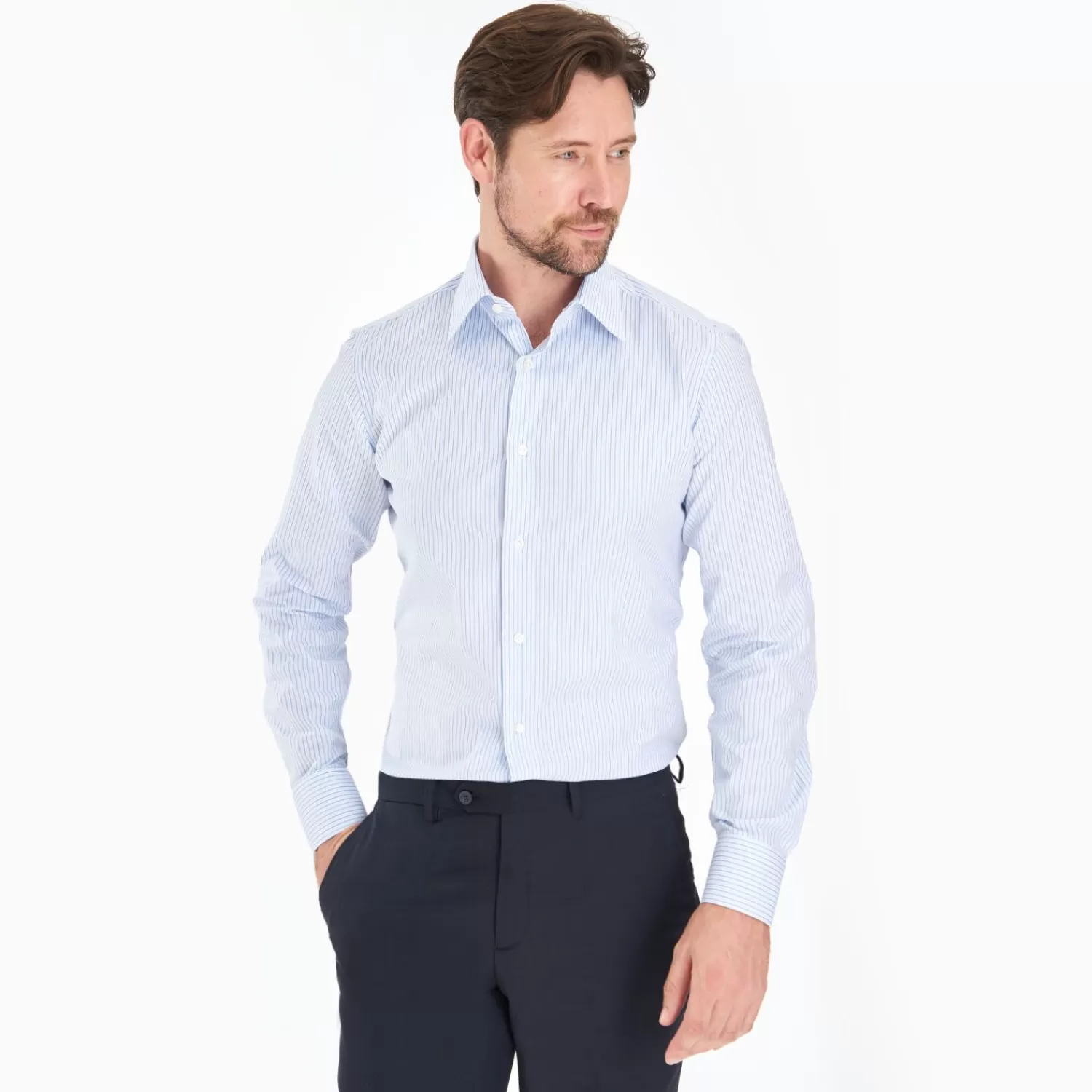 Slim Double Line Cotton Classic Shirt>E.Marinella Sale