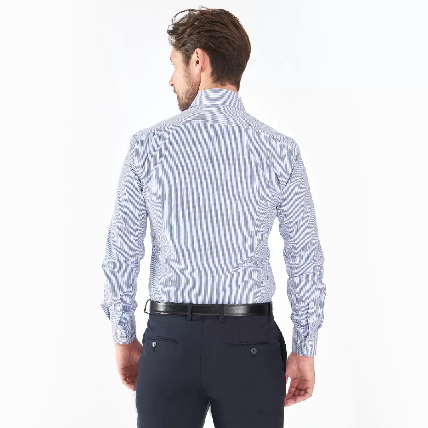 Slim White And Blue Striped Cotton Classic Shirt>E.Marinella Cheap